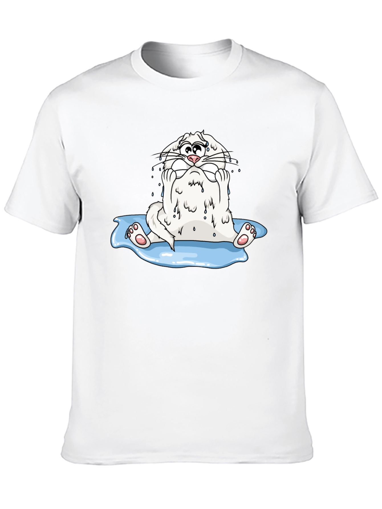 Black Funny Cartoon Cat Black T-Shirt view 10