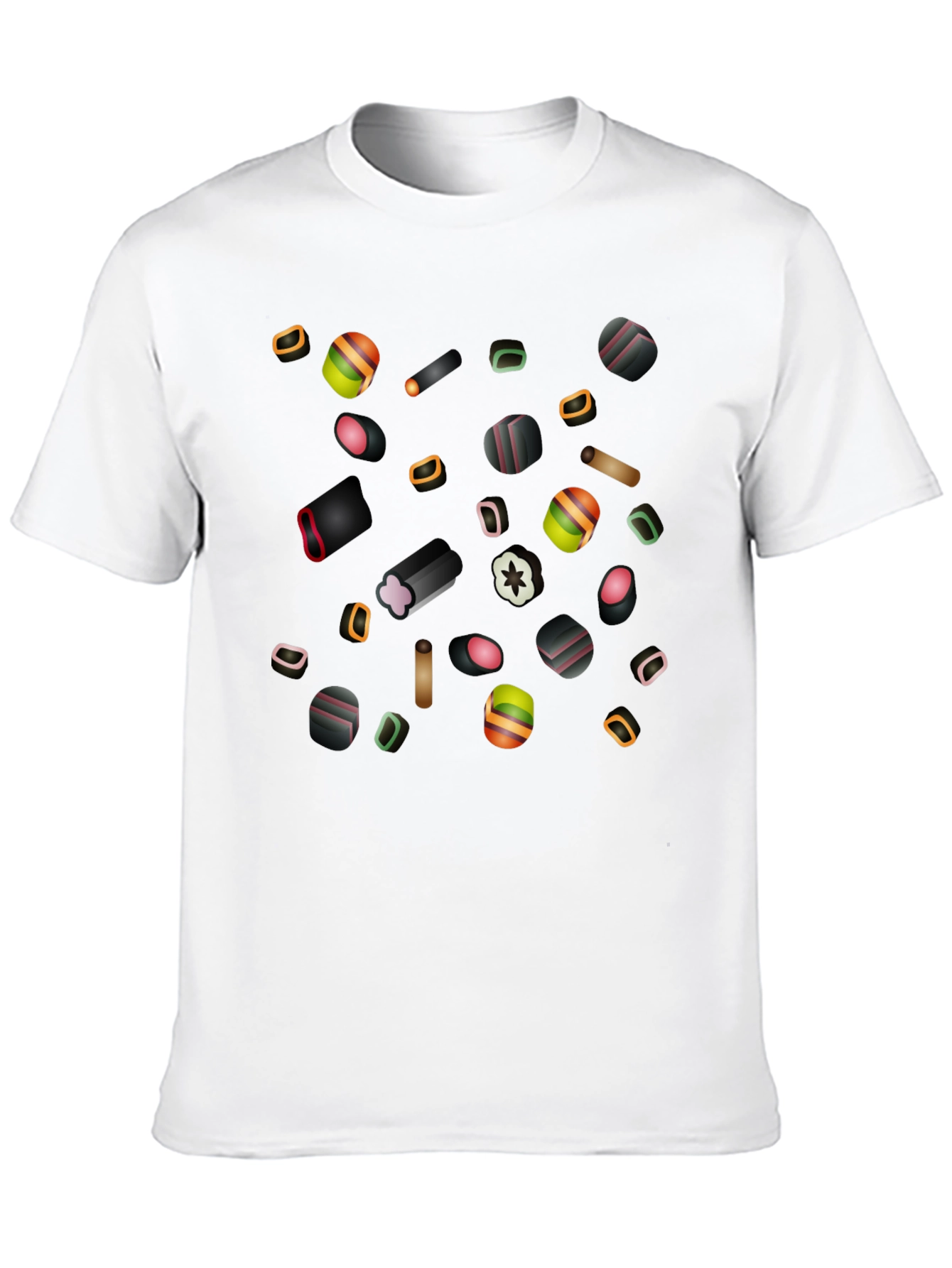 Black Liquorice Candy Print Black T-Shirt view 10