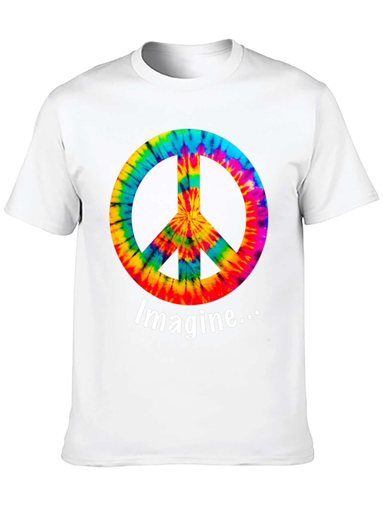 Black Imagine Peace Sign Tie-Dye Graphic T-Shirt view 10