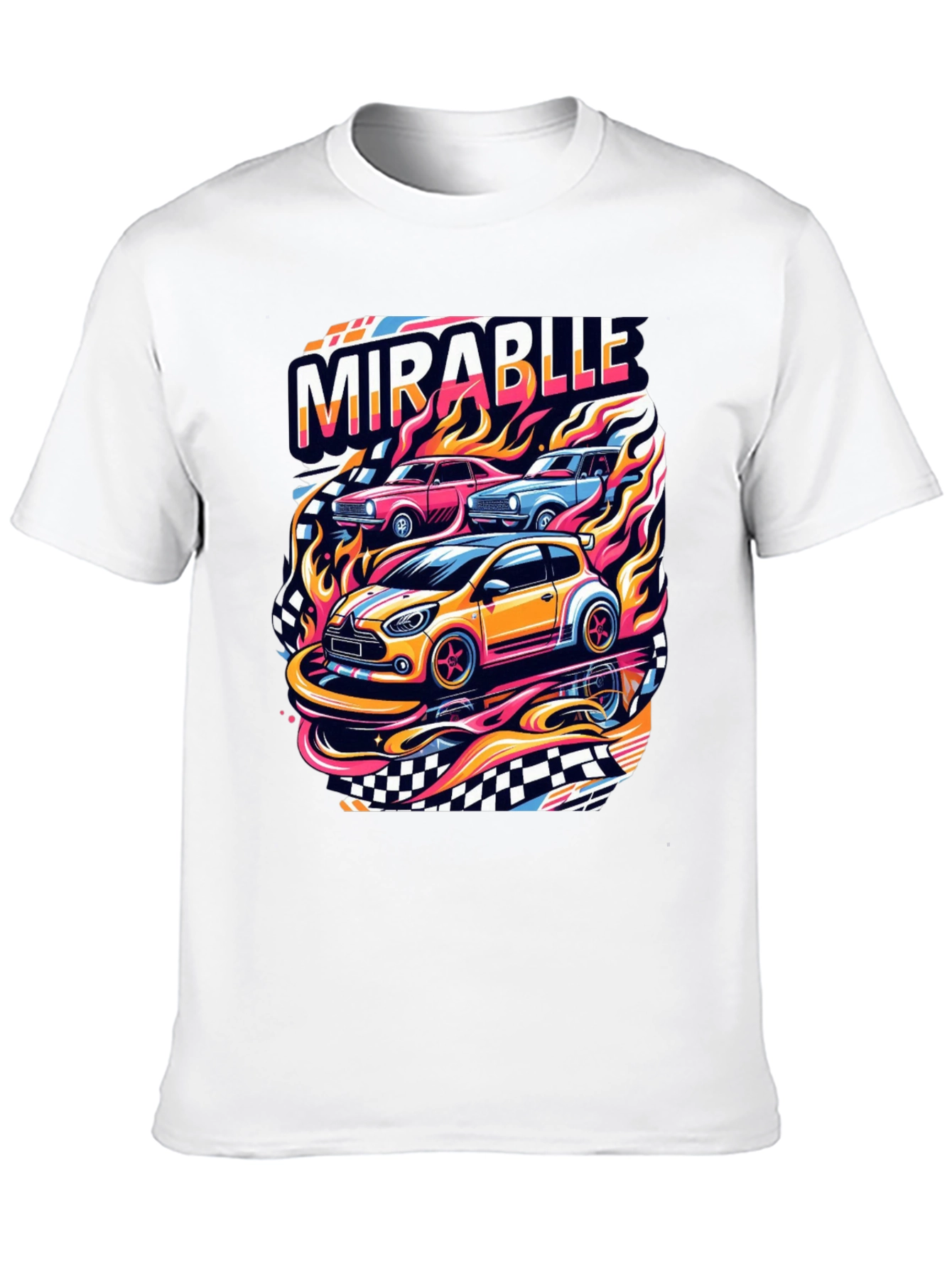 Black Mirablle Cars Graphic T-Shirt - Retro Racing Style view 10