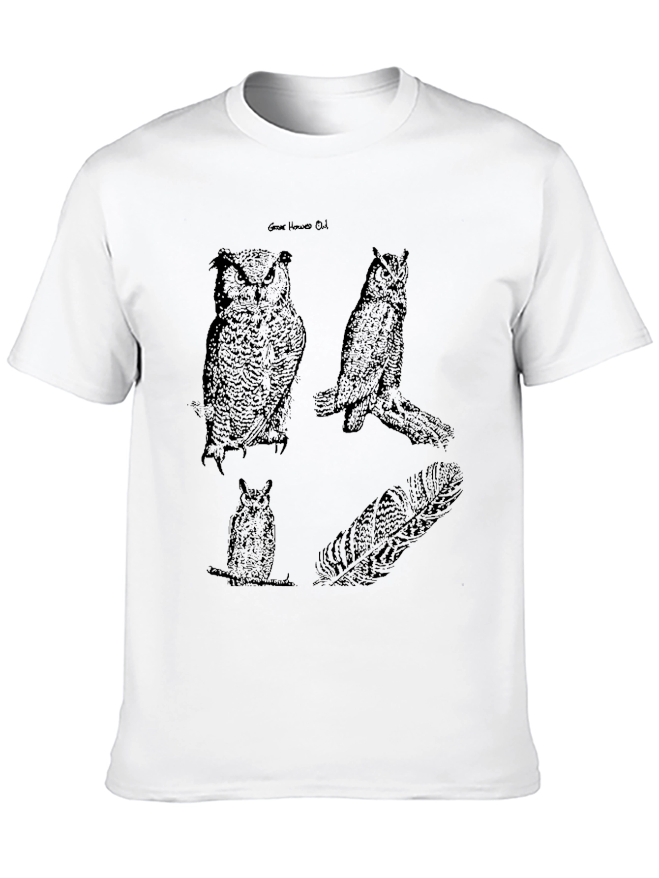 Black Vintage Owl Graphic Print T-Shirt - Black view 10