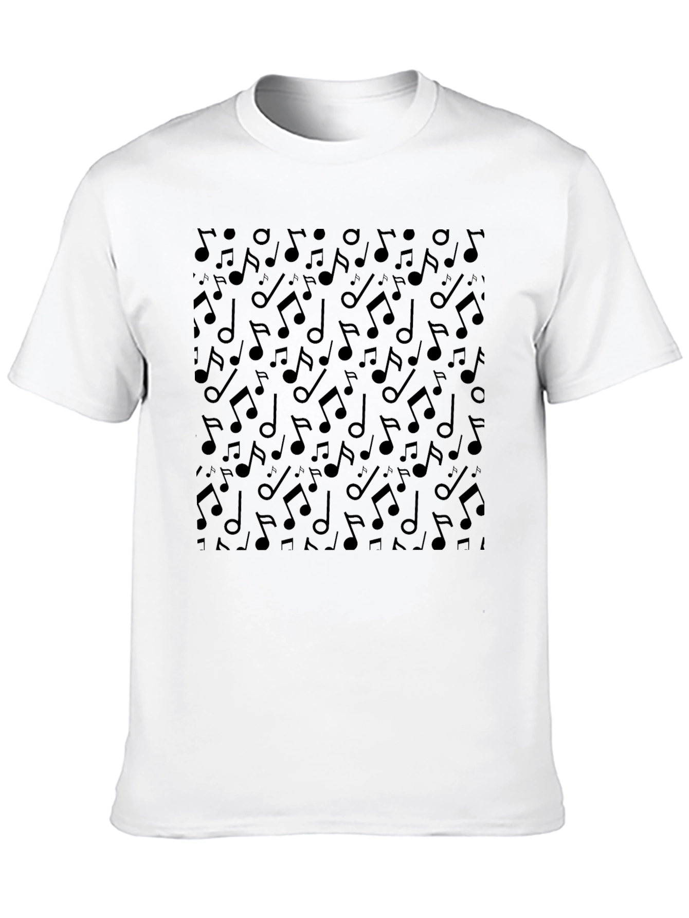 Black Musical Note Pattern T-Shirt - Black view 10