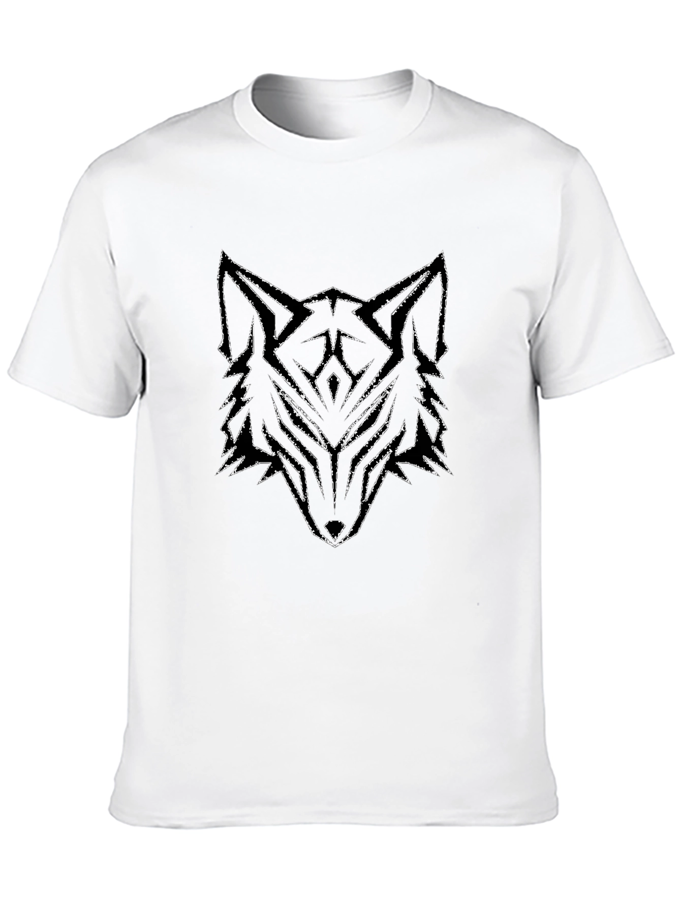 Black Geometric Wolf Graphic Tee - Black T-Shirt view 10