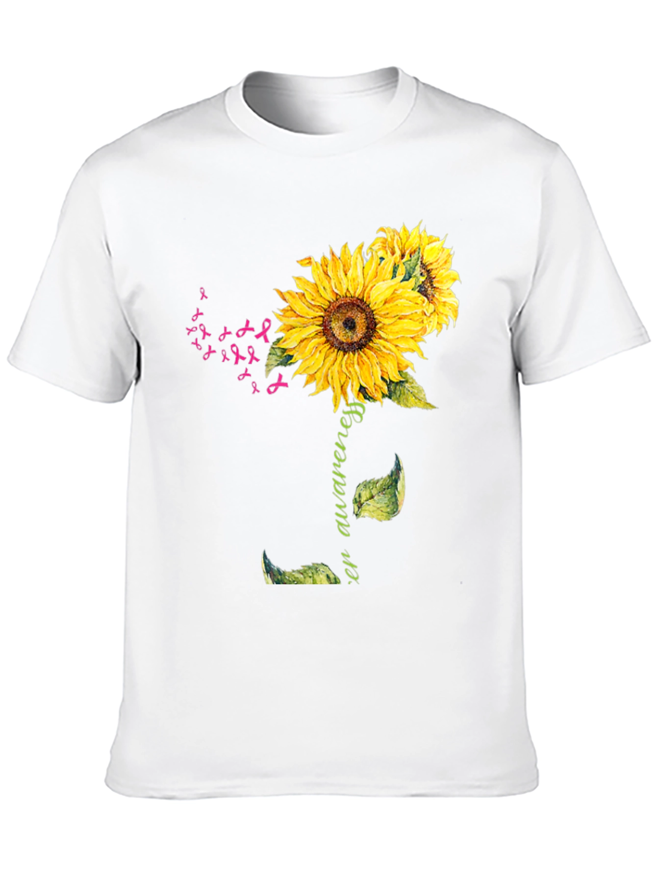 Black Sunflower Breast Cancer Awareness T-Shirt view 10
