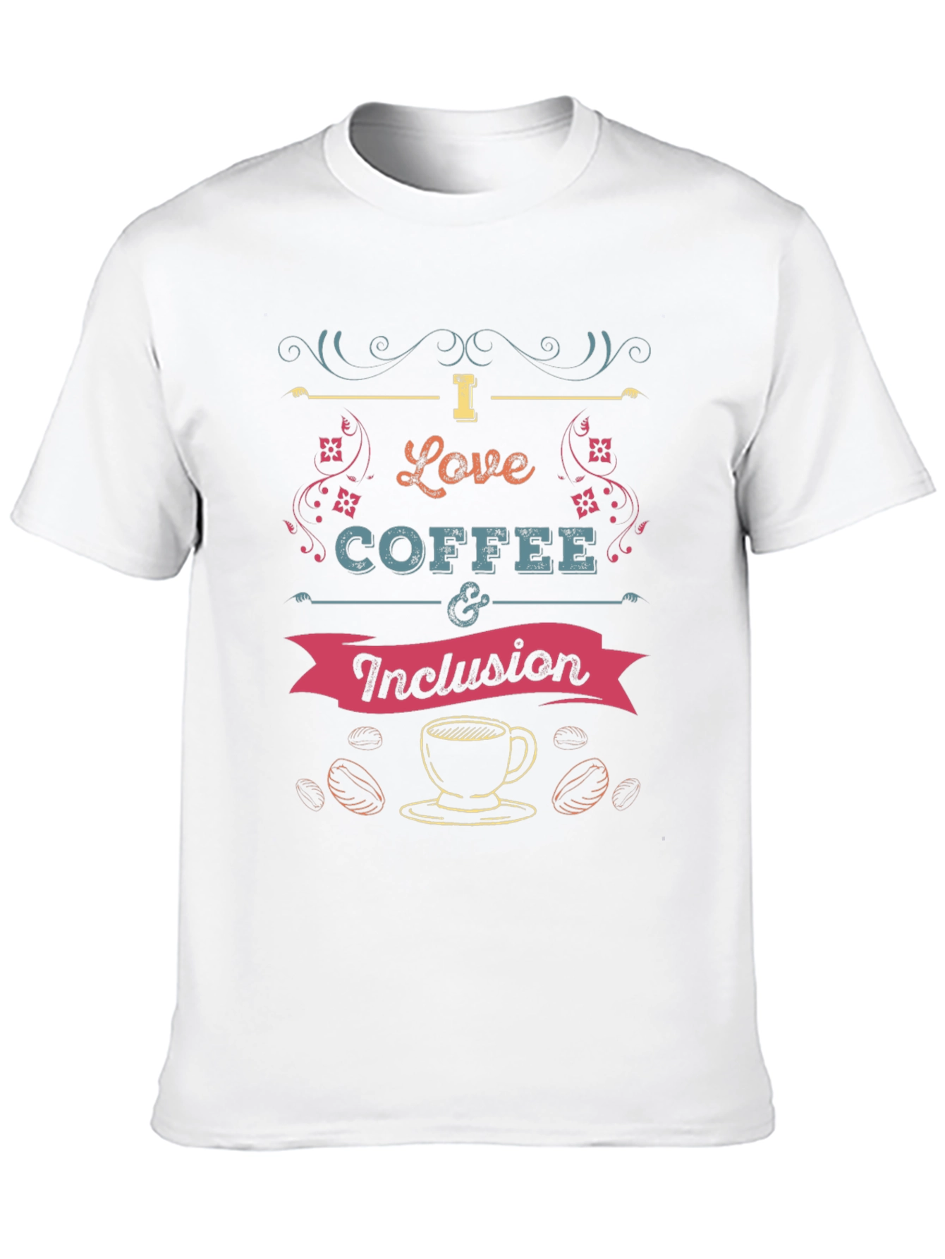 Black I Love Coffee and Inclusion T-Shirt view 10