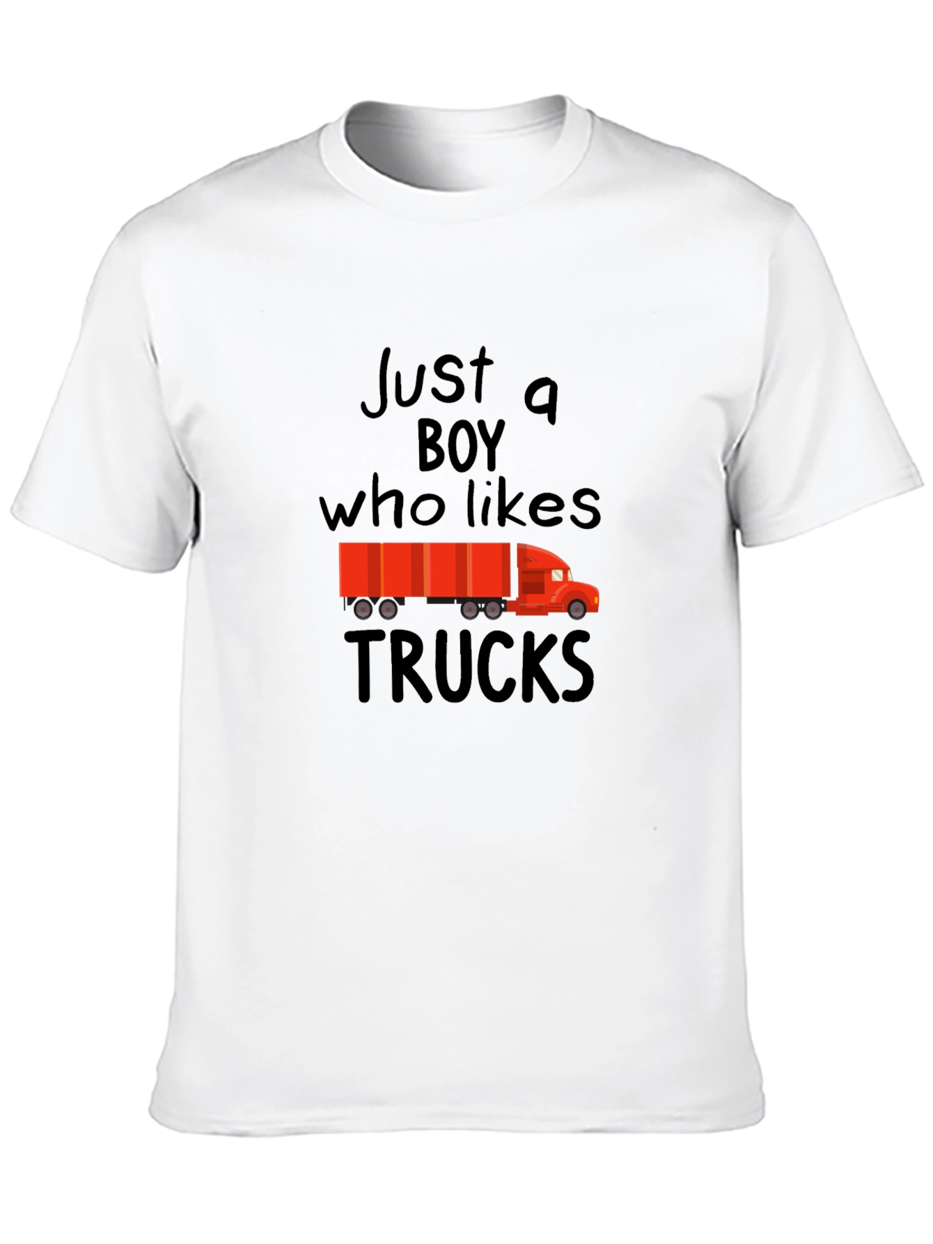 Black Just A Boy Who Likes Trucks Graphic Tee view 10