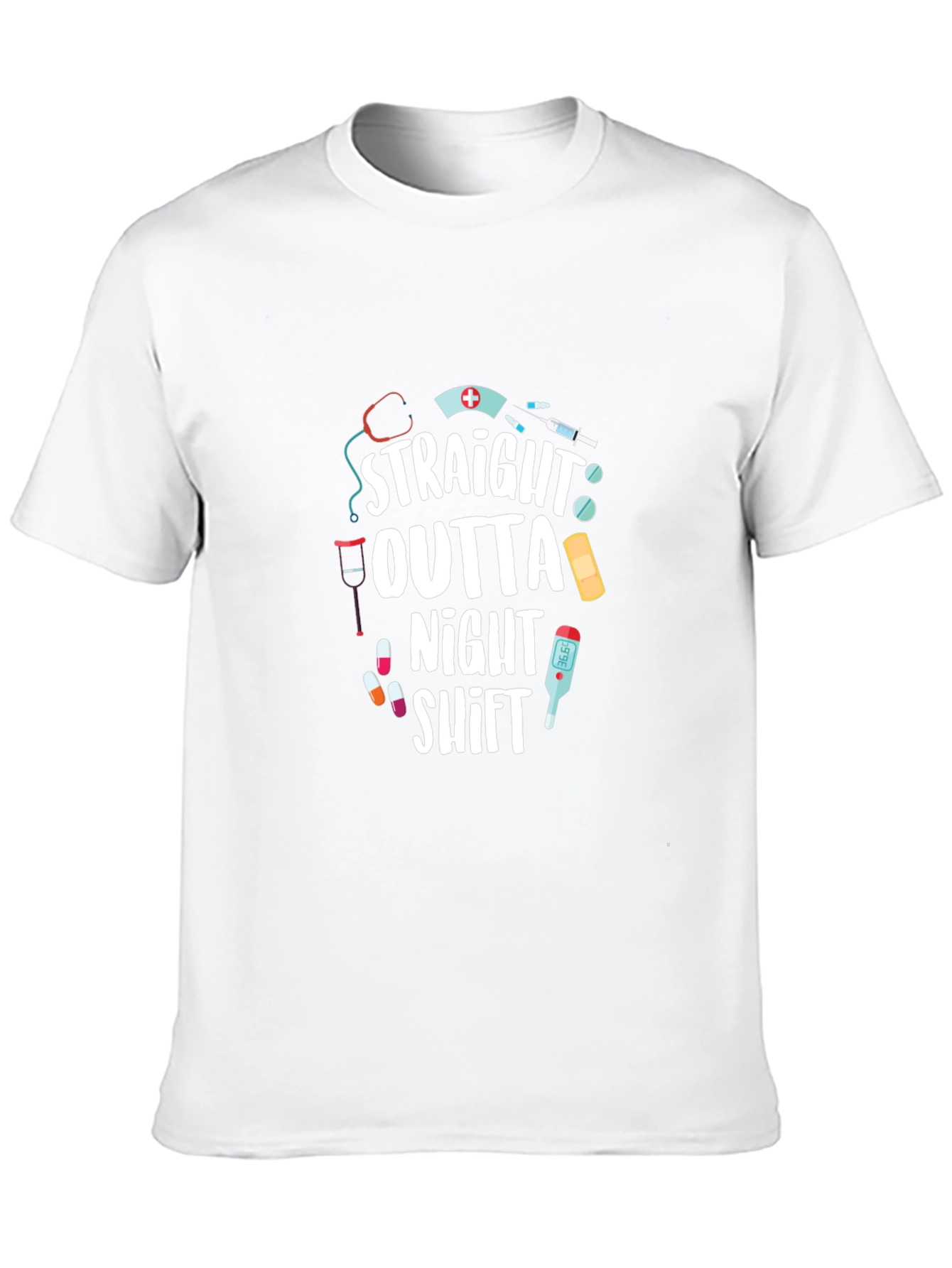 Black Straight Outta Night Shift T-Shirt - Nurse Gift view 10