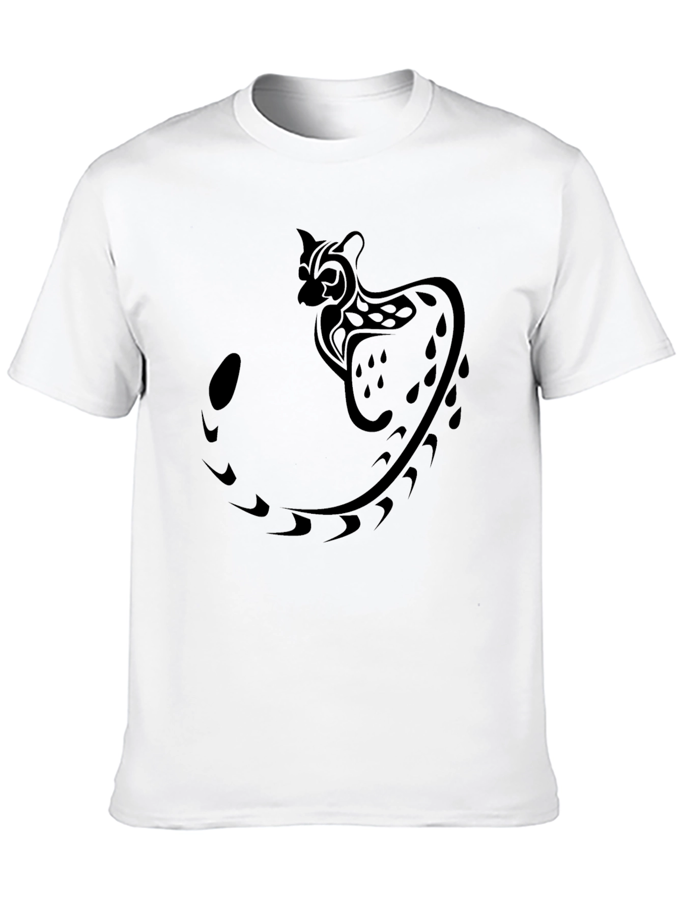 Black Tribal Cat Graphic Black T-Shirt view 10