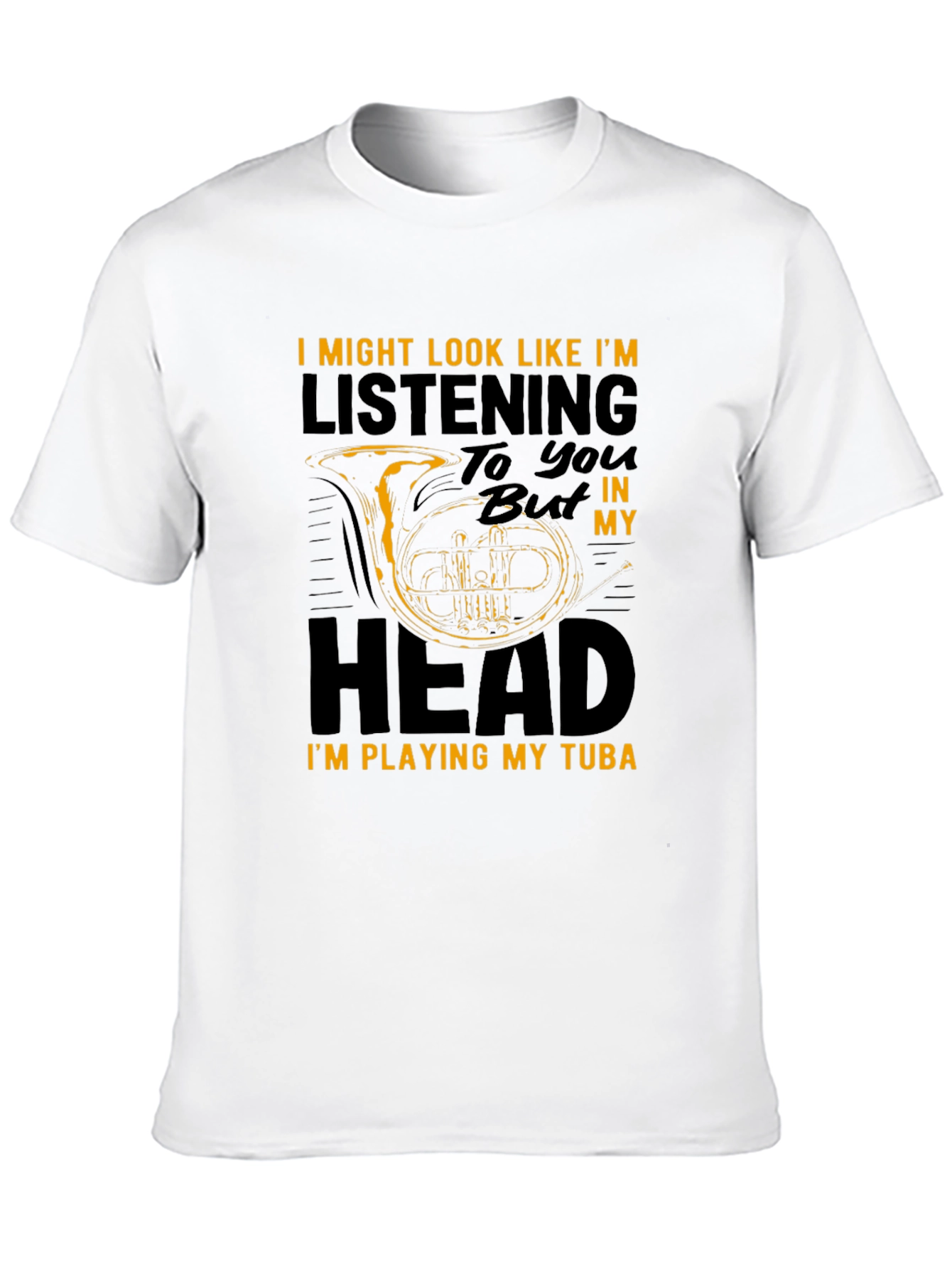 Black Tuba Player T-Shirt - "Listening" Graphic Tee view 10