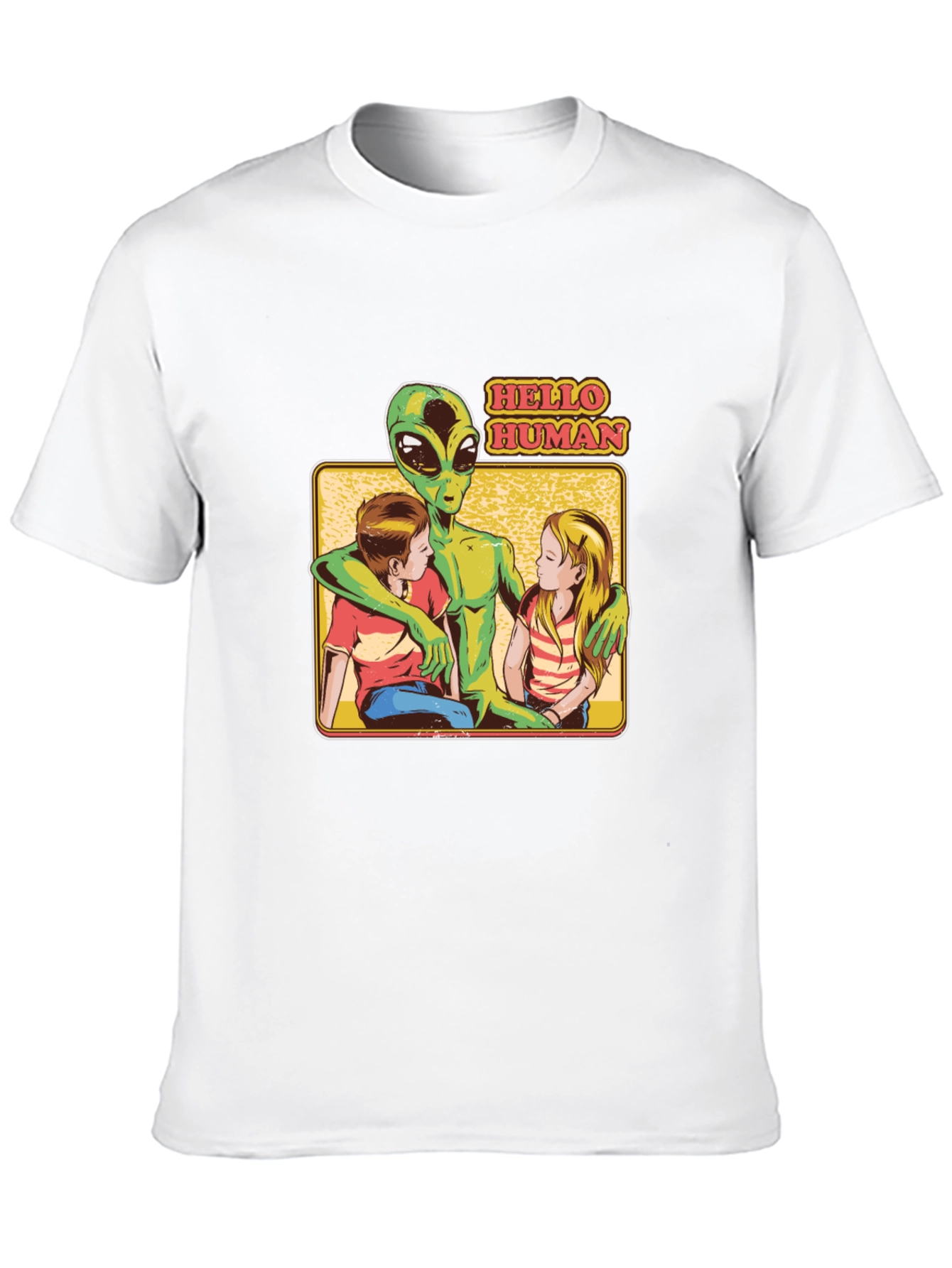 Black Hello Human Alien Graphic T-Shirt view 10