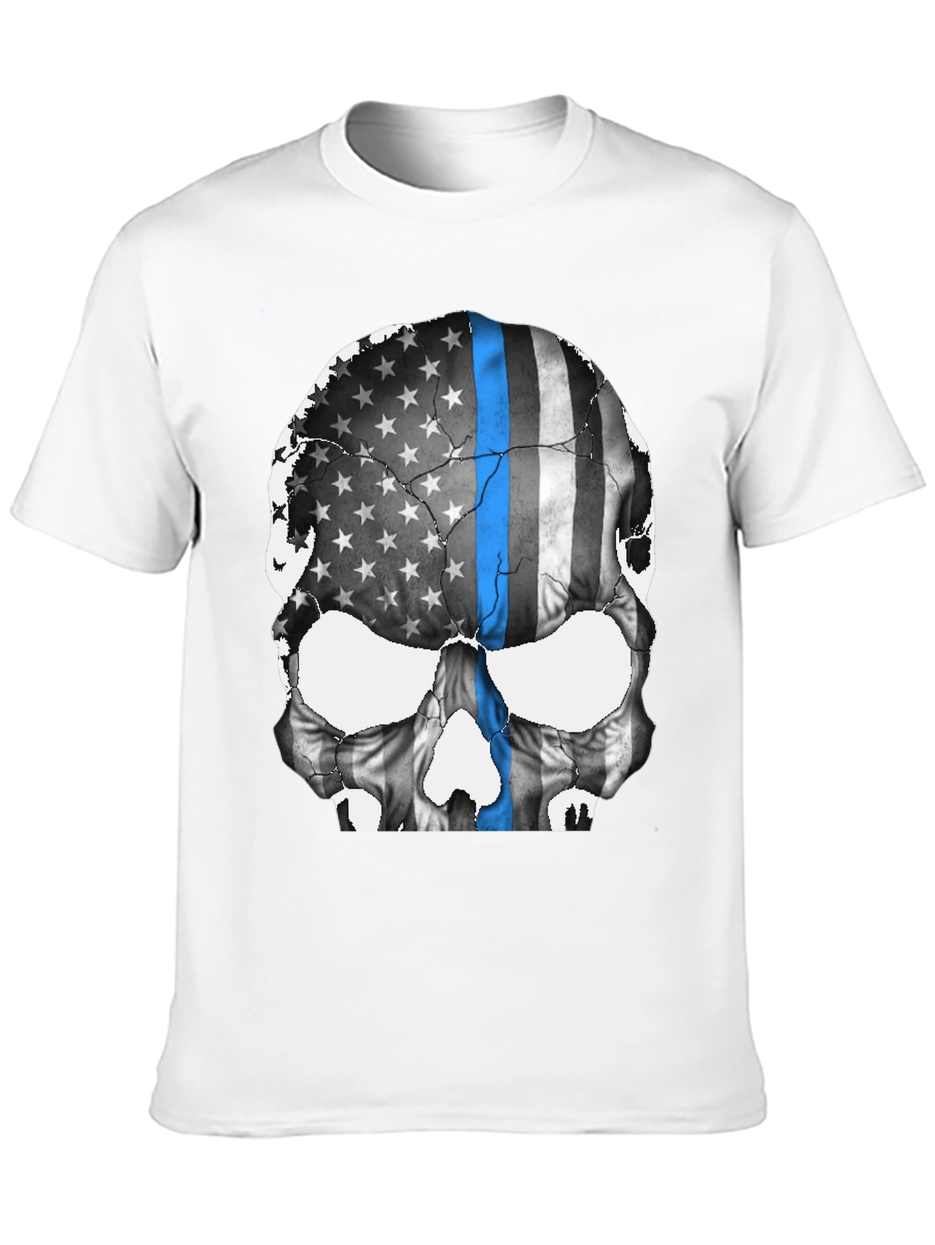 Black Skull Flag Graphic Tee - Thin Blue Line Support view 10