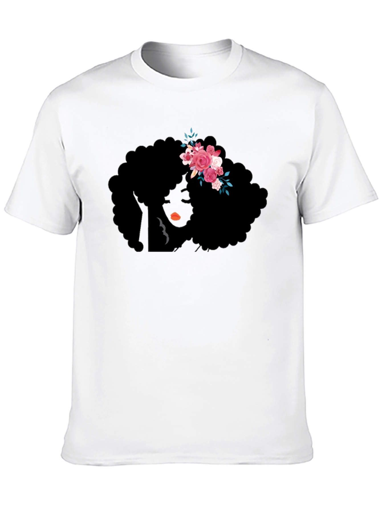 Black Afro Woman Flower Crown Graphic Tee view 10