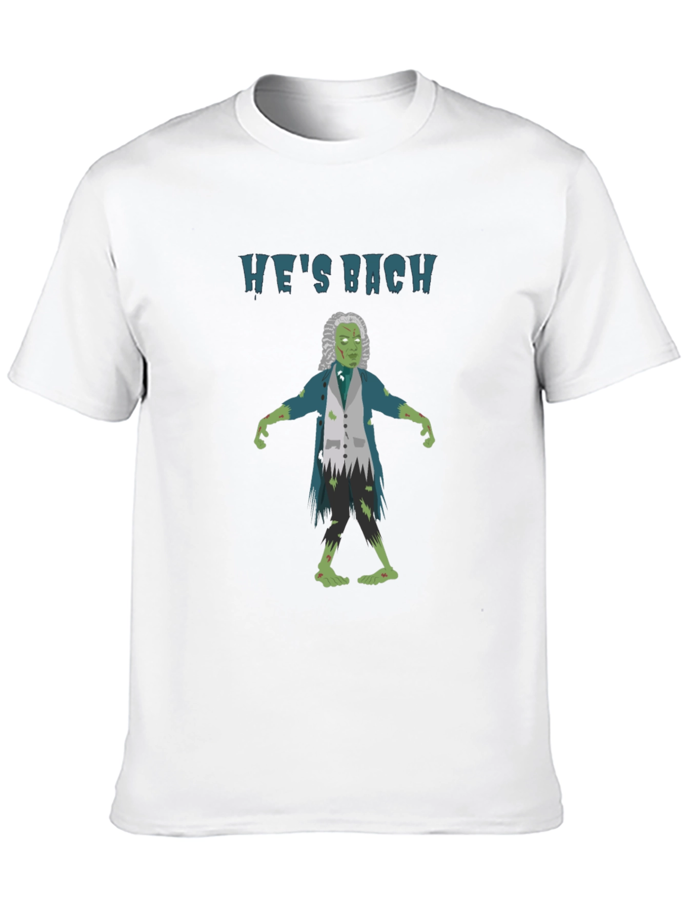 Black He's Bach Zombie T-Shirt: Musical Horror Humor view 10