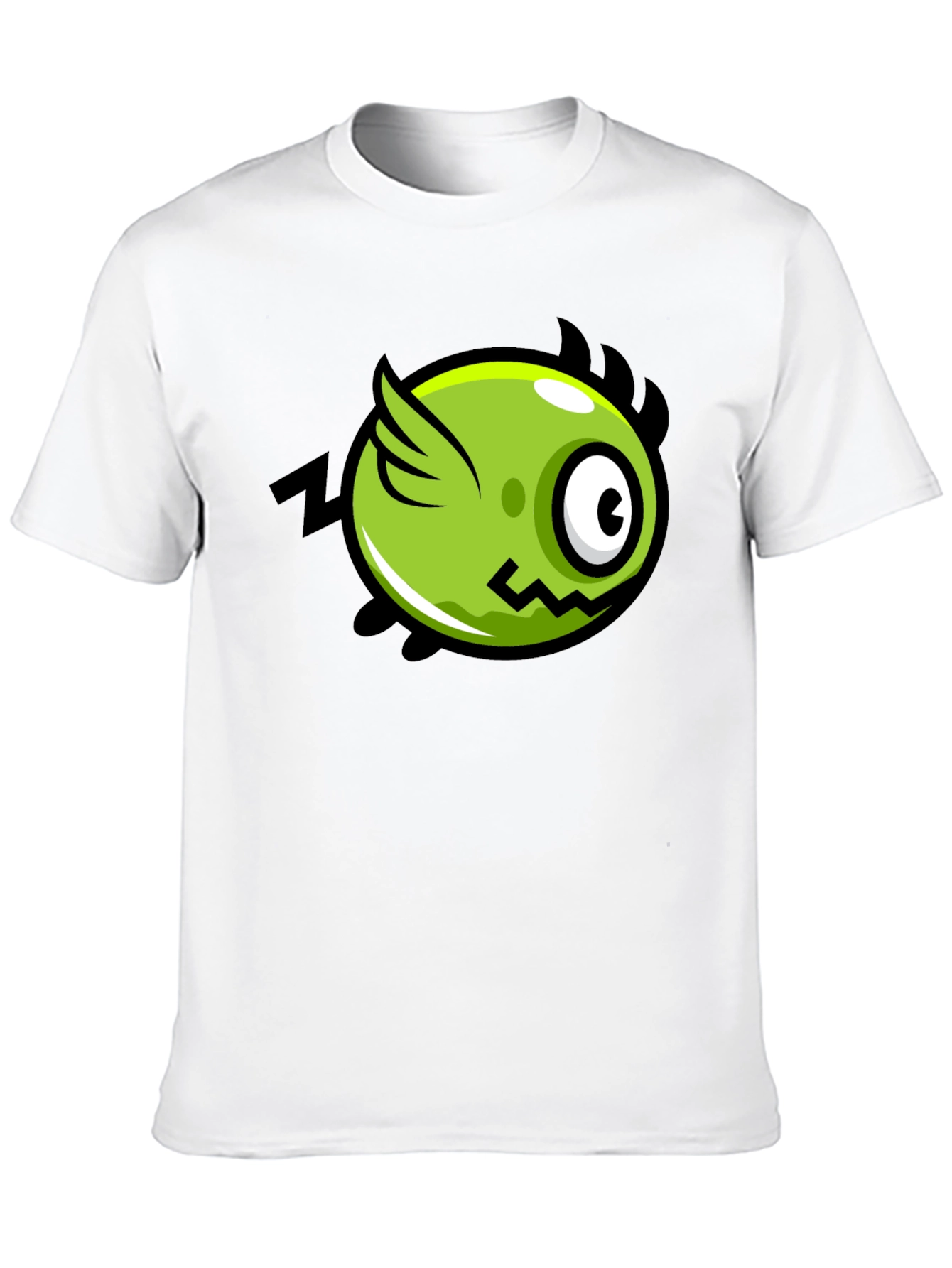 Black Funky Green Flying Eye Cartoon Black Tee view 10