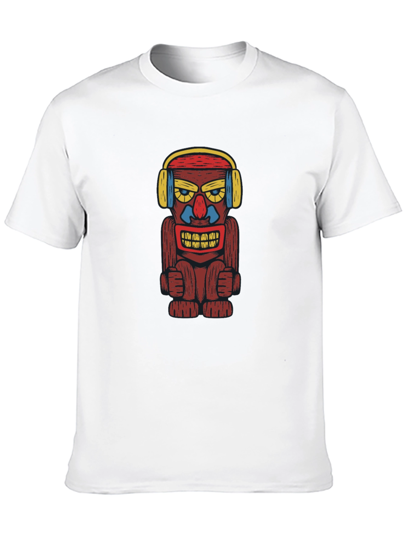 Black Groovy Tiki Headphone Graphic Tee view 10