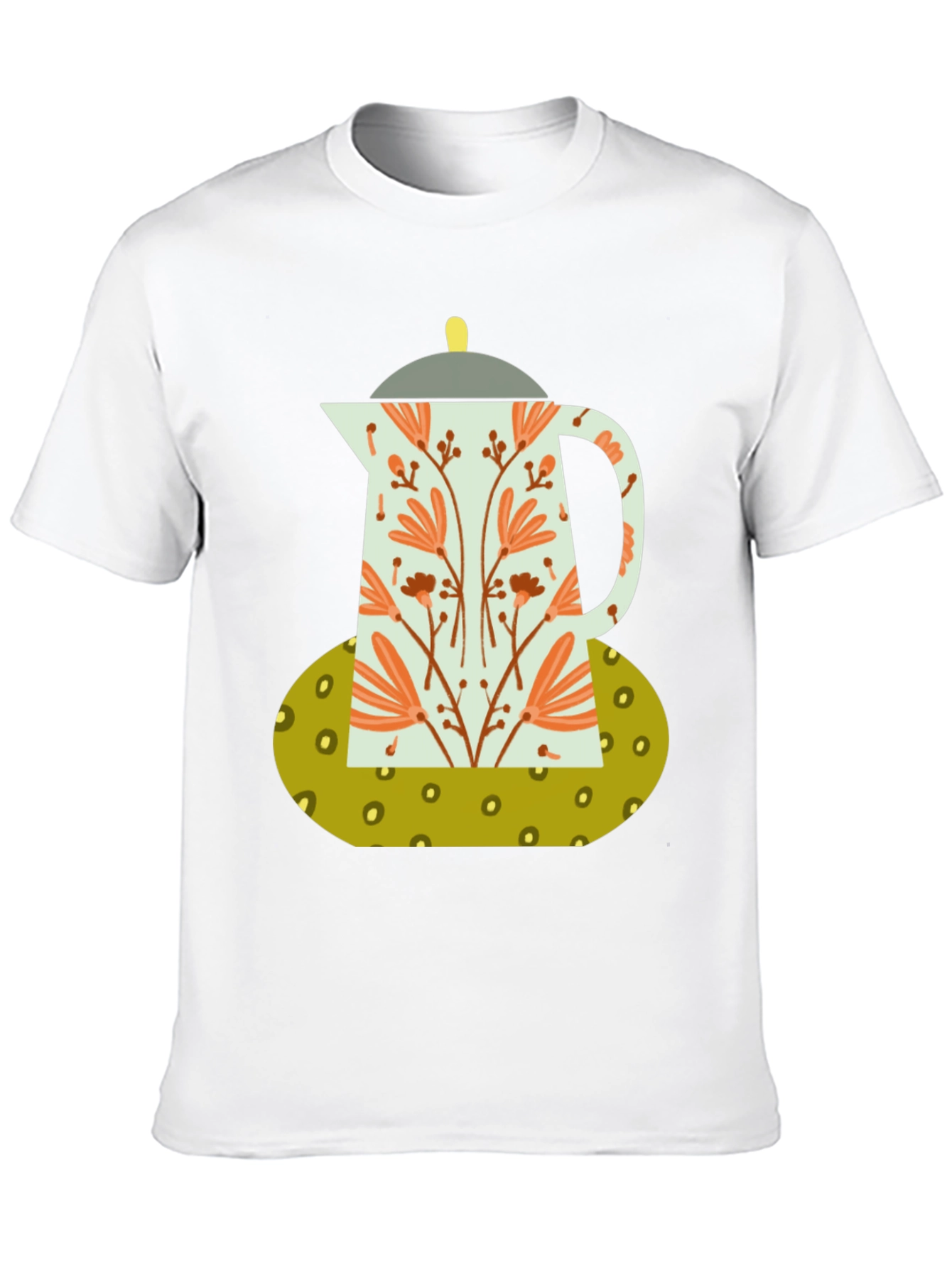 Black Floral Coffee Pot Graphic Tee - Black Cotton Blend view 10