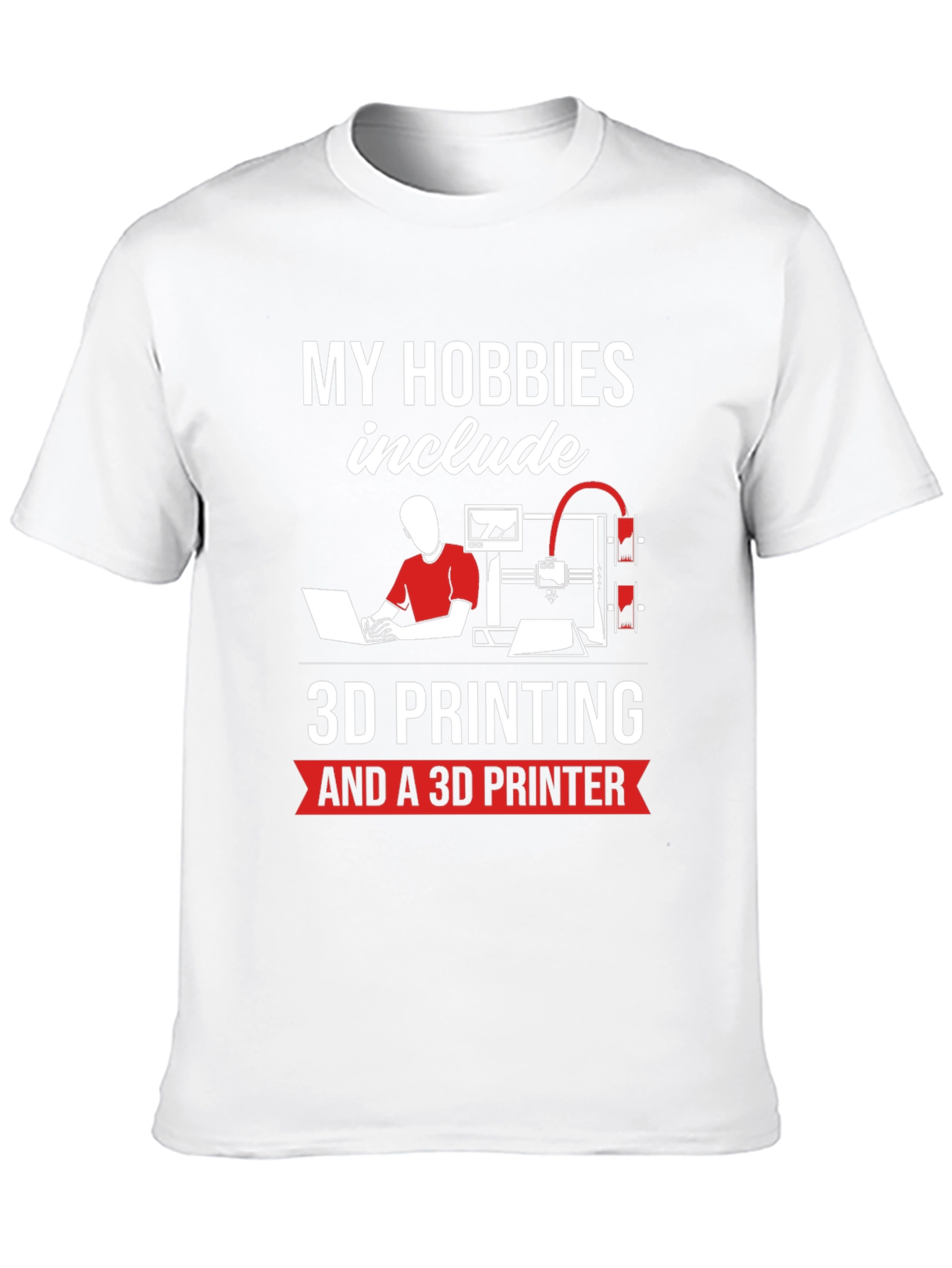 Black 3D Printing Hobbyist T-Shirt - "My Hobbies Include" view 10