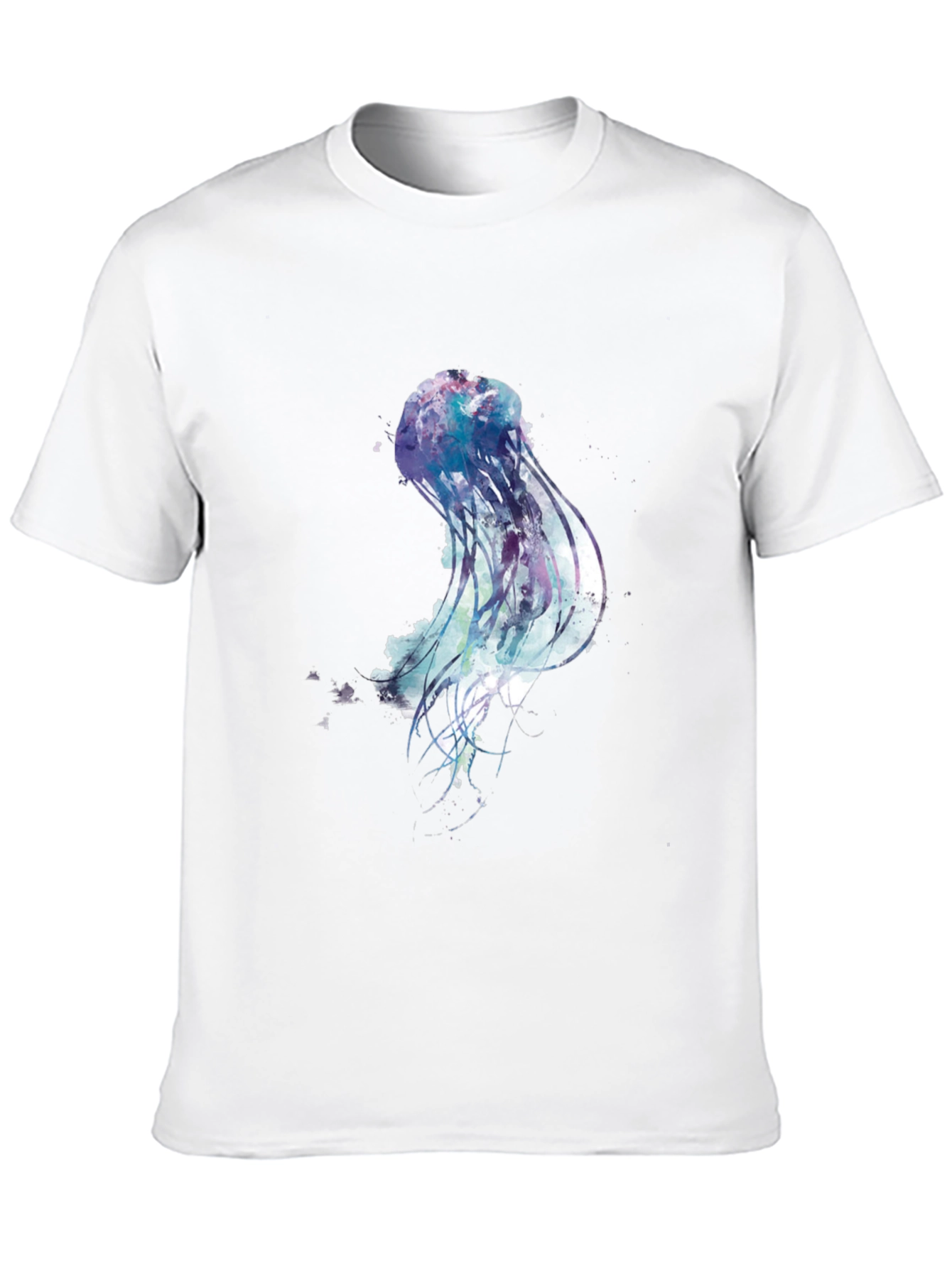 Black Jellyfish Watercolor Graphic Print Black T-Shirt view 10