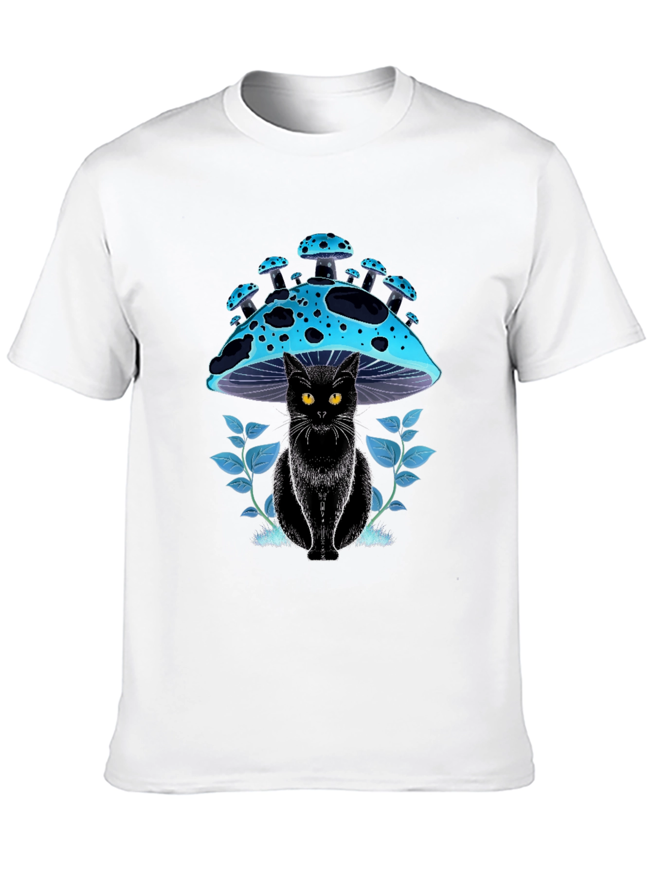 Black Black Cat Mushroom T-Shirt - Unique Graphic Tee view 10