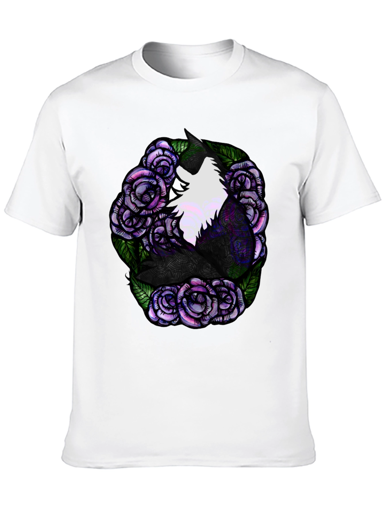 Black Floral Unicorn Graphic Tee - Black Cotton T-Shirt view 10