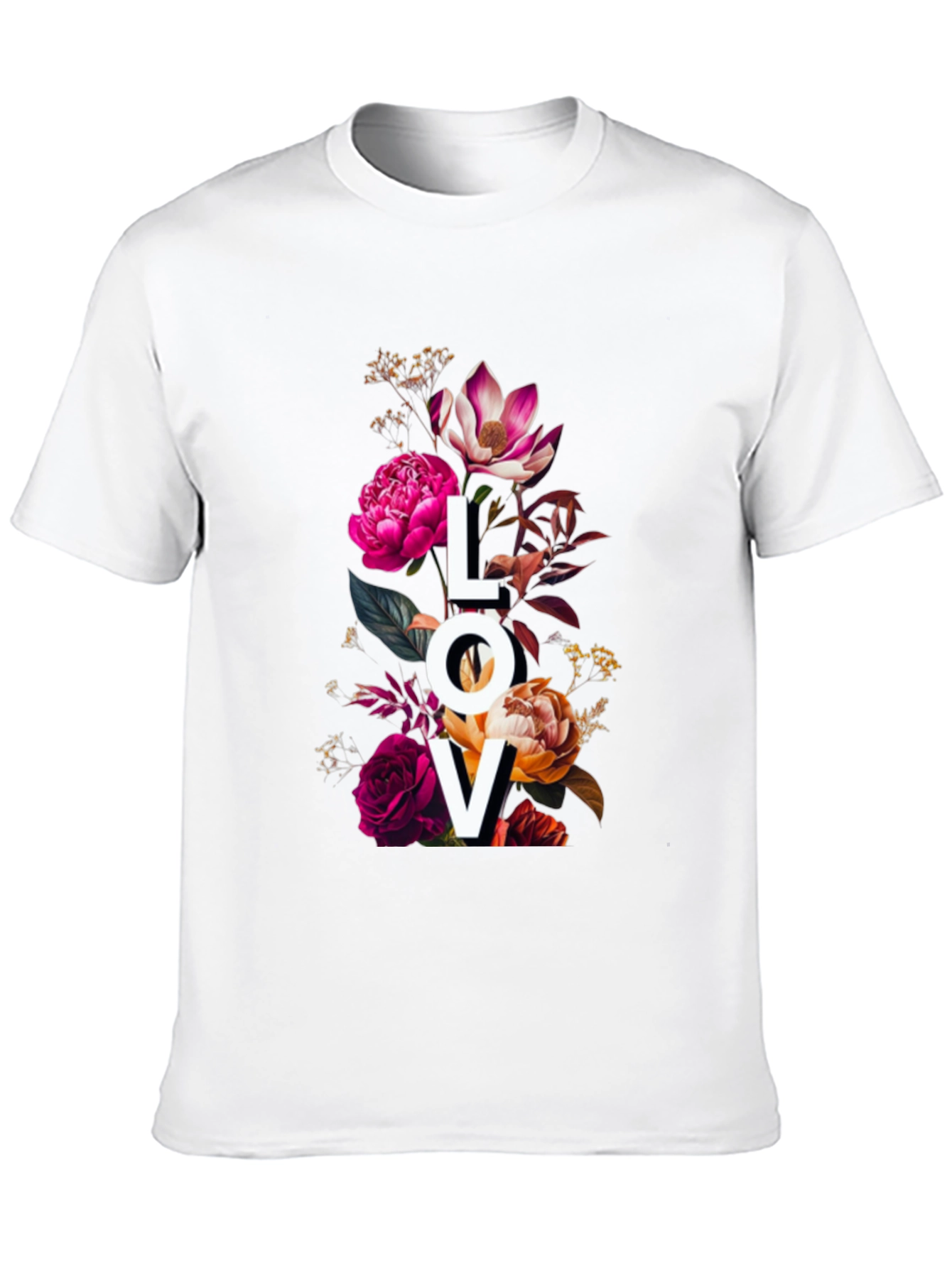 Black Floral LOVE Graphic Print T-Shirt view 10