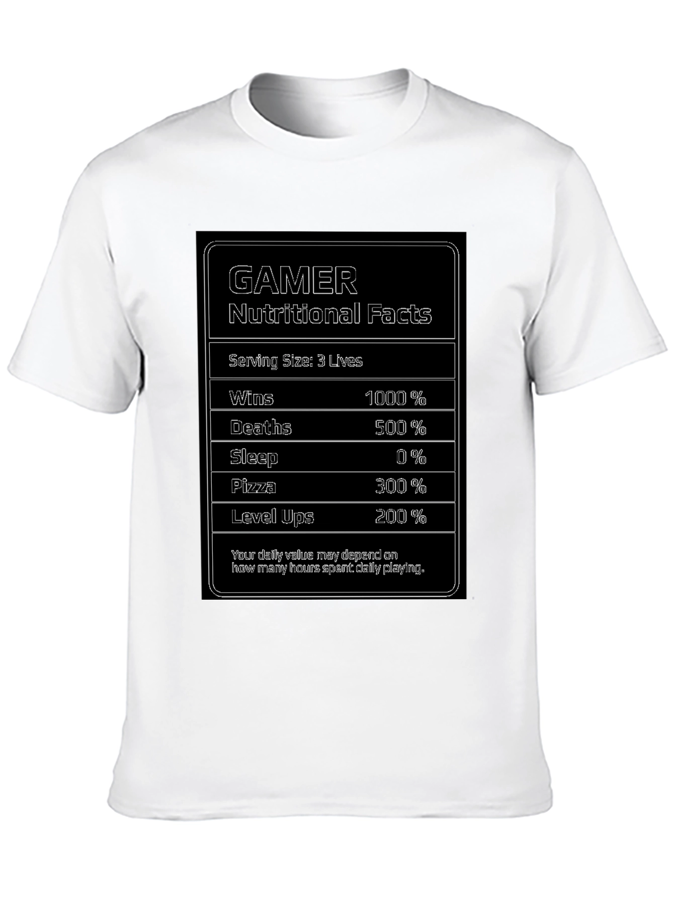 Black Gamer Nutritional Facts Funny T-Shirt view 10