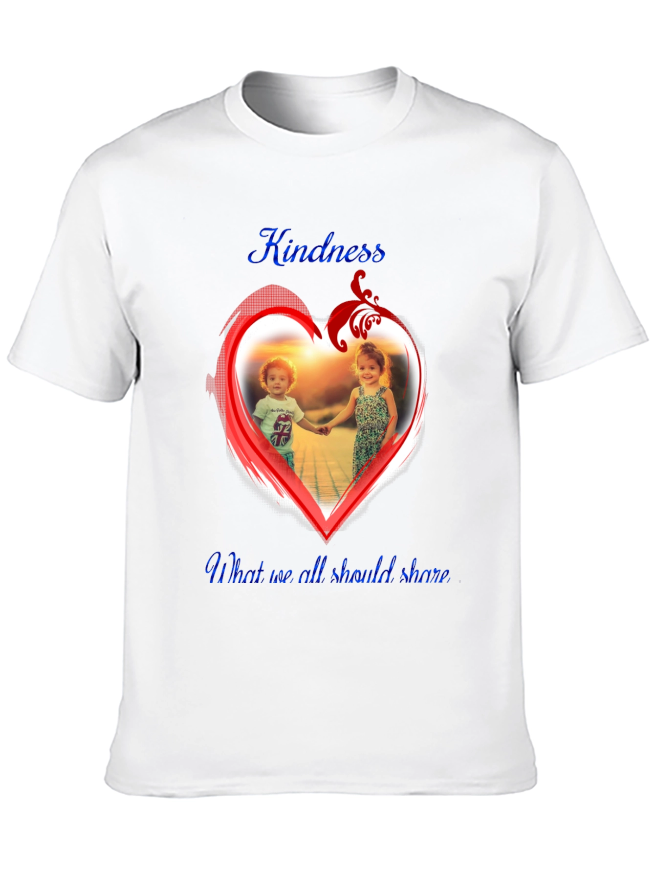 Black Kindness Share Black T-Shirt With Heart Graphic view 10
