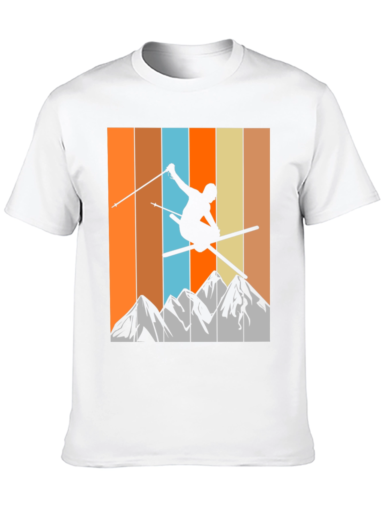 Black Retro Skiing T-Shirt - Mountain Silhouette Tee view 10