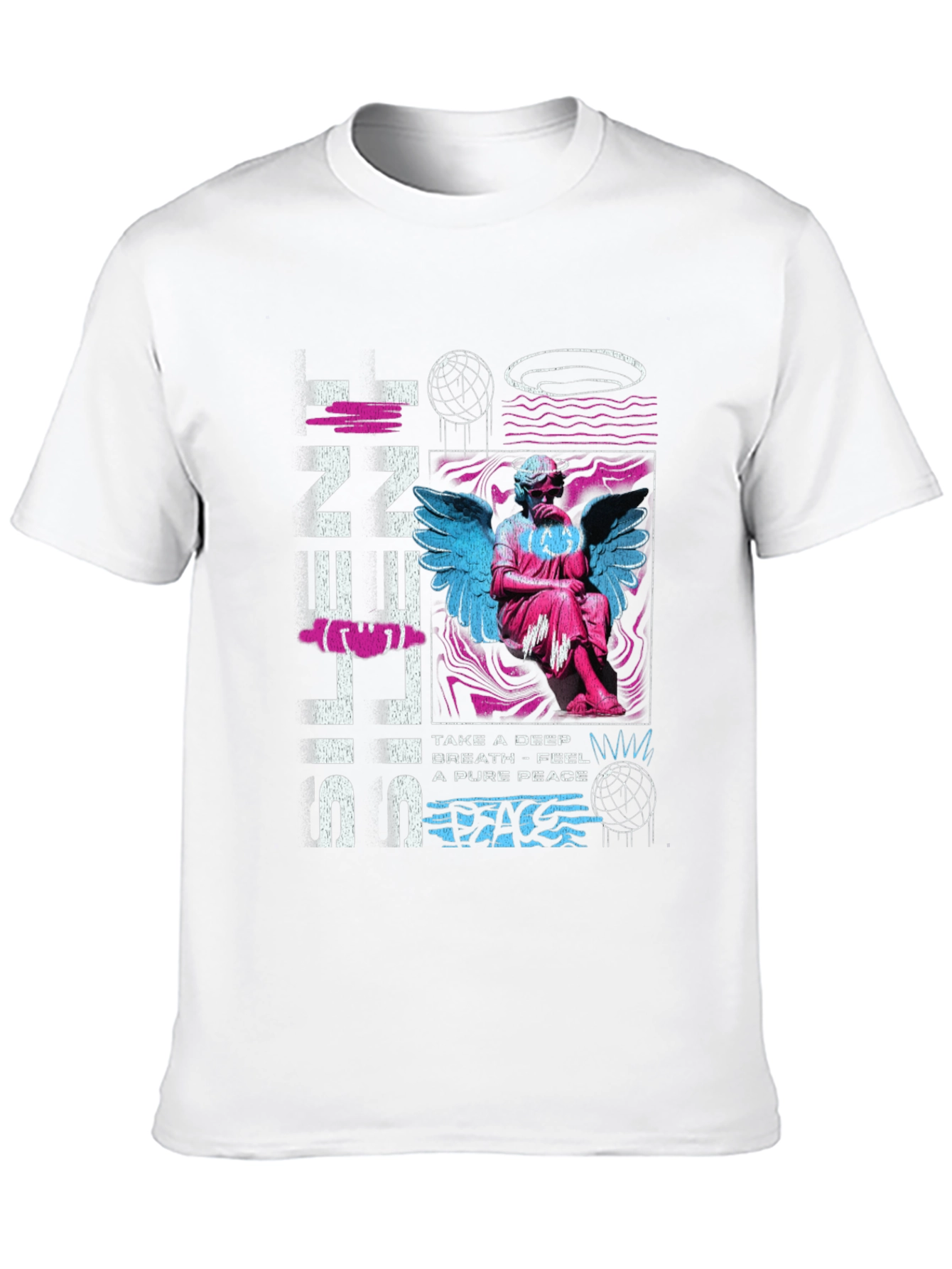 Black Silent Peace T-Shirt: Angel Graphic Tee view 10