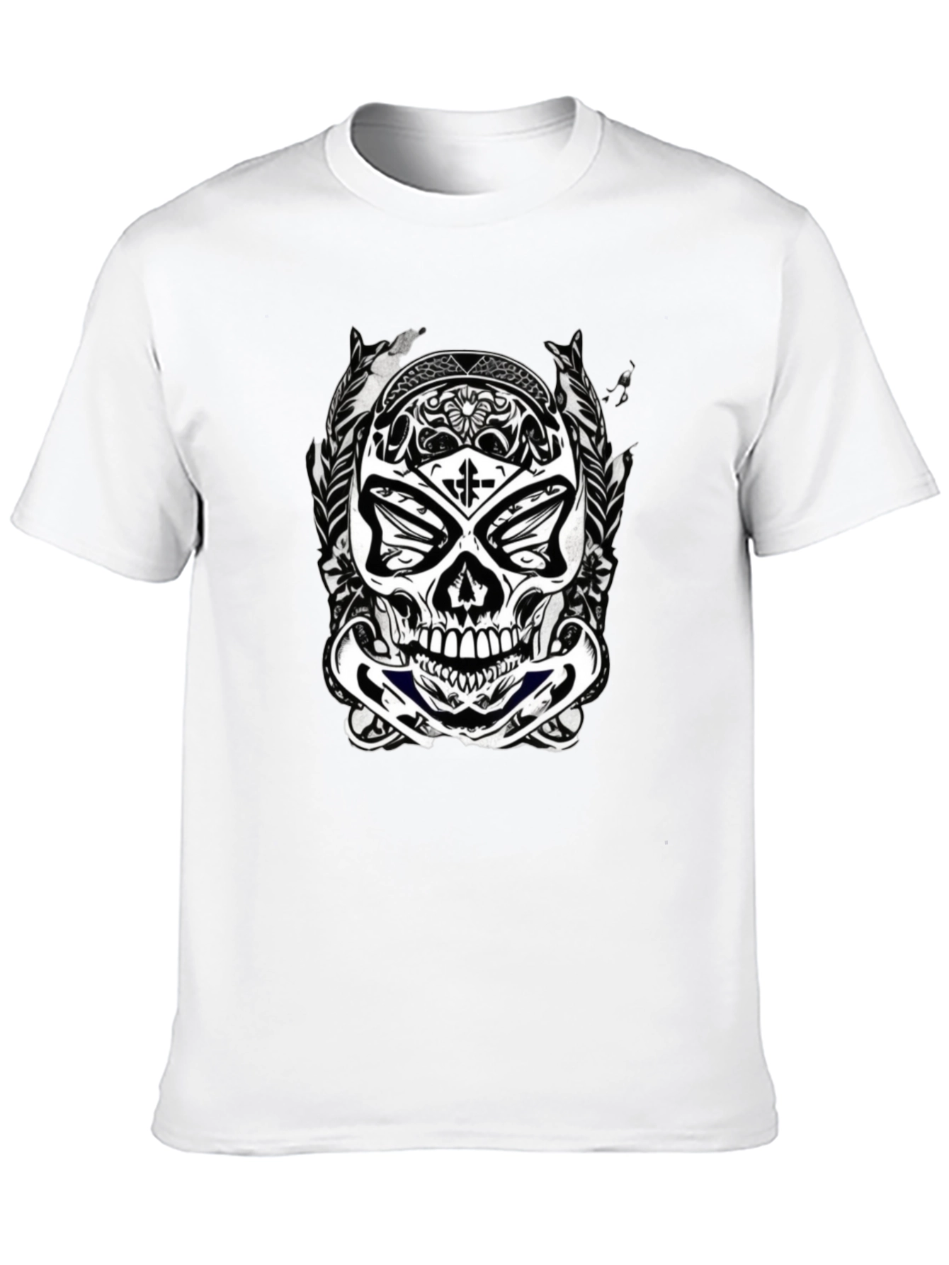 Black Skull Graphic Black T-Shirt for Men view 10