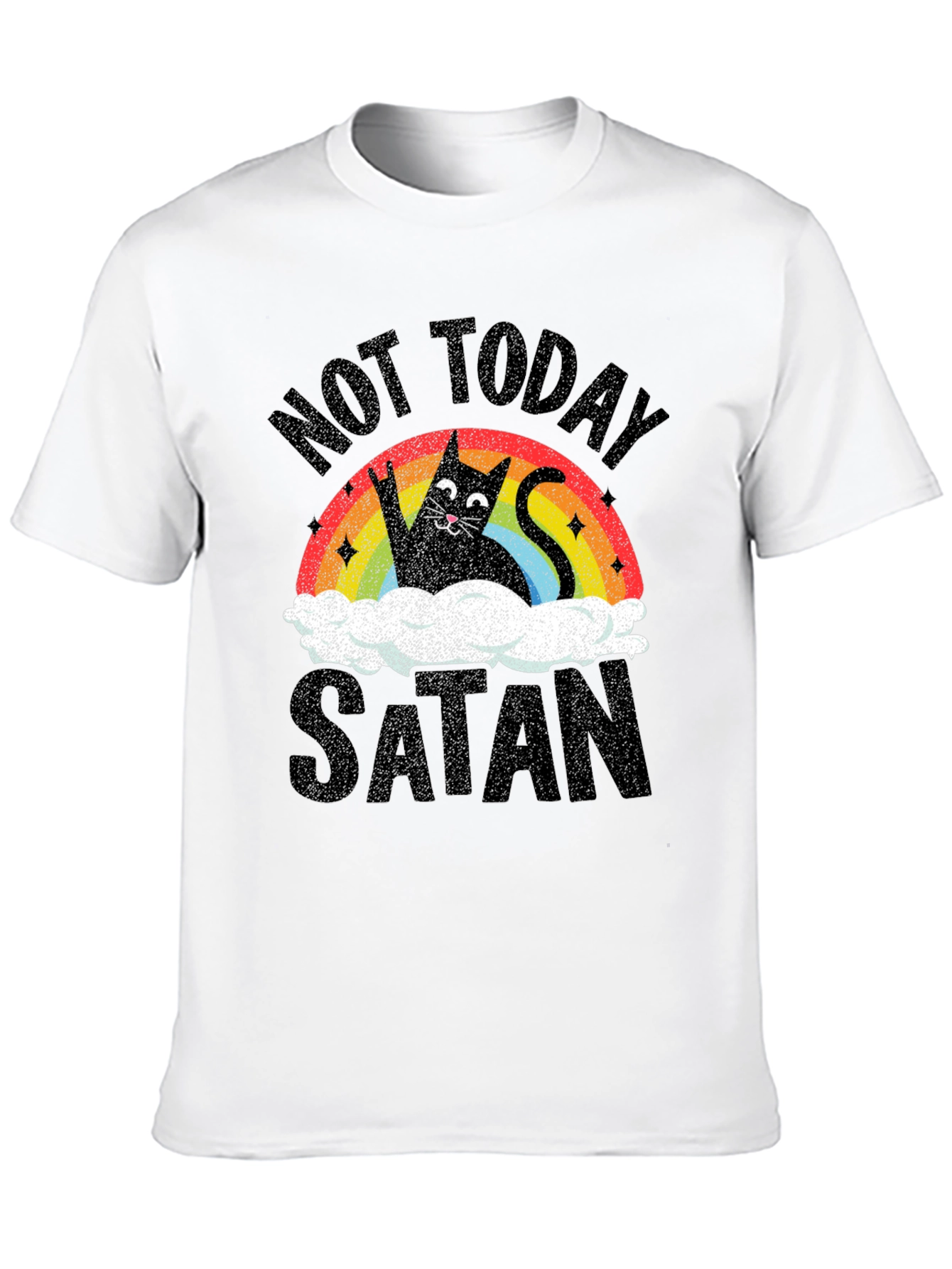 Black Not Today Satan Cat Graphic T-Shirt view 10