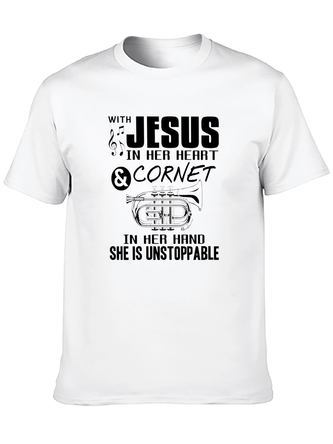Black Unstoppable With Jesus & Cornet Black T-Shirt view 10