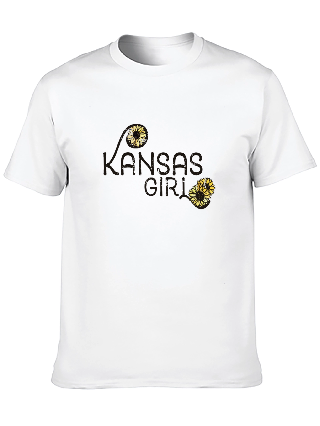 Black Kansas Love Sunflower T-Shirt - Soft Black Cotton Tee view 10