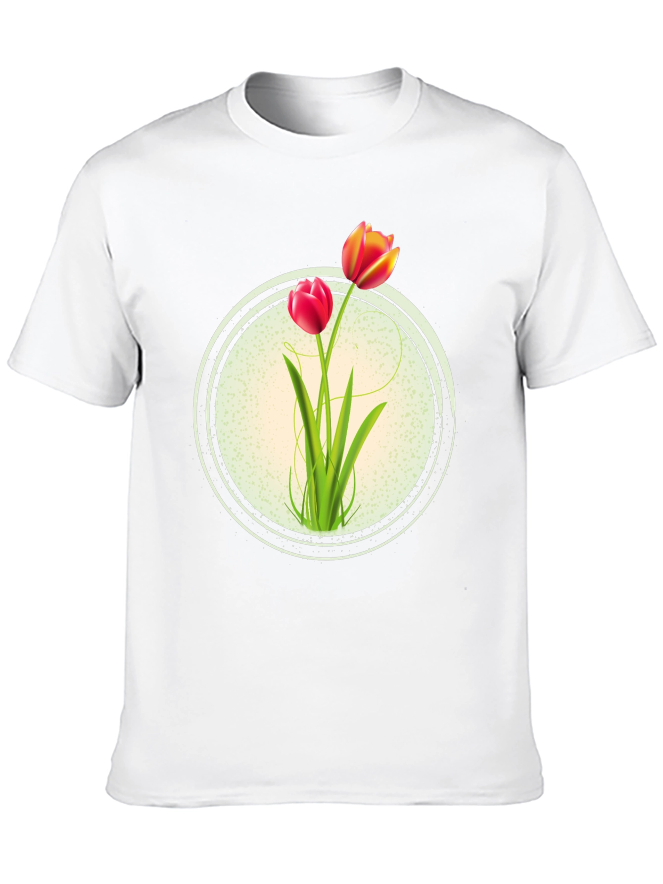 Black Floral Tulip Graphic Print Crew Neck T-Shirt view 10