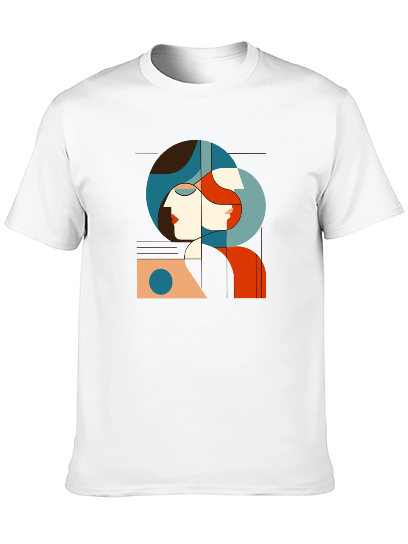 Black Abstract Woman Graphic Tee - Unisex Black T-Shirt view 10