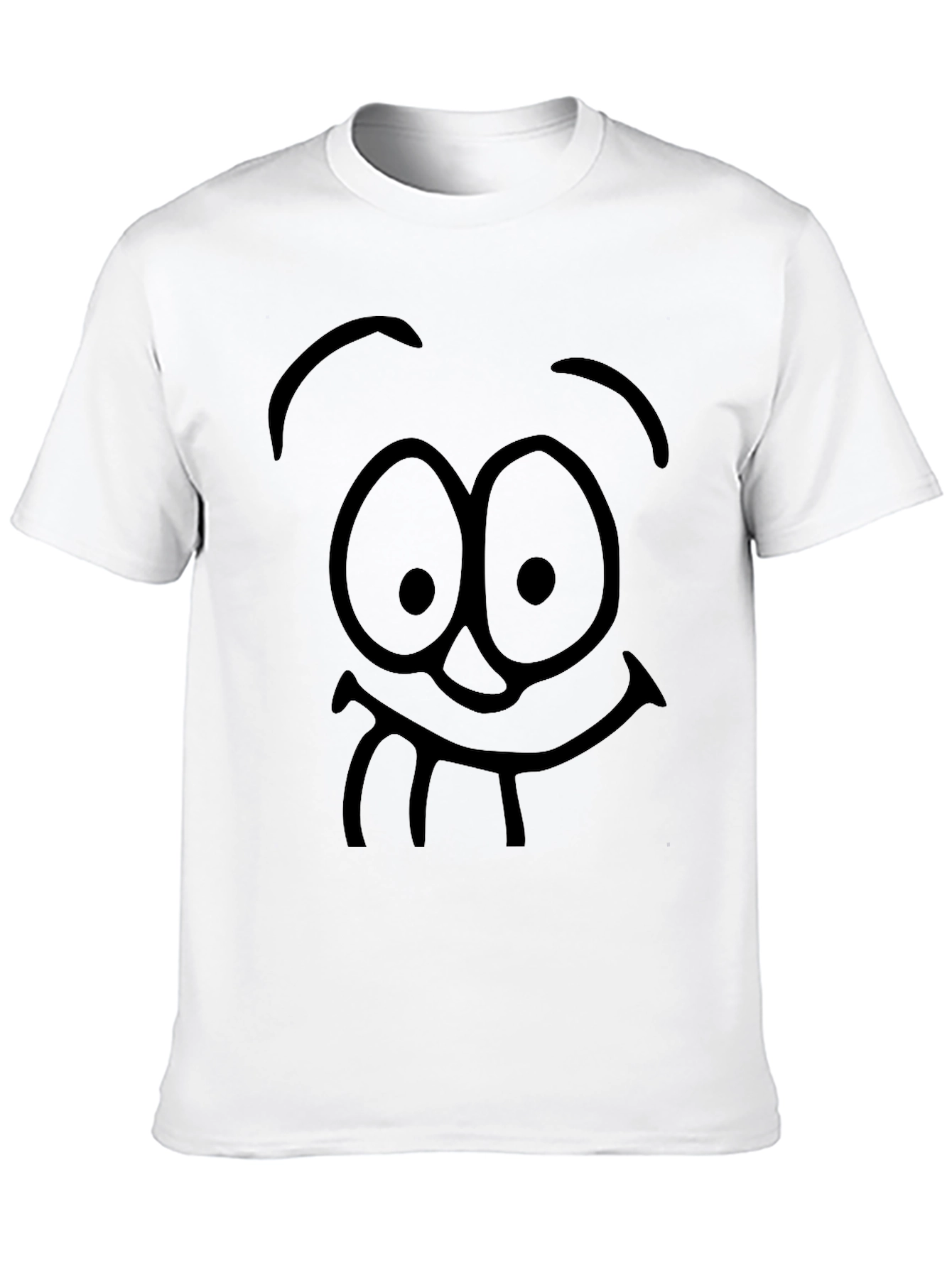 Black Funny Cartoon Face Black Graphic T-Shirt view 10