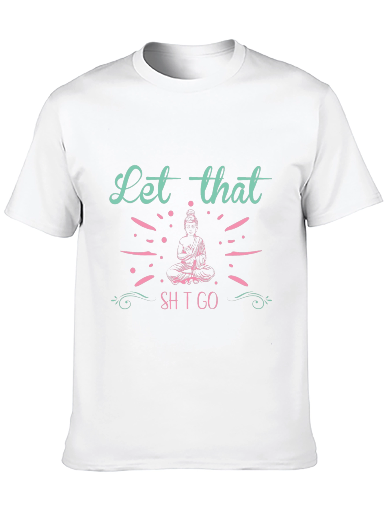 Black Let That Go T-Shirt - Meditating Buddha Design view 10