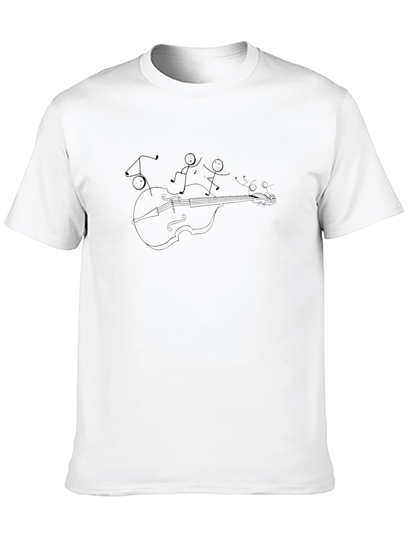 Black Musician Stick Figures on Cello Black Tee view 10