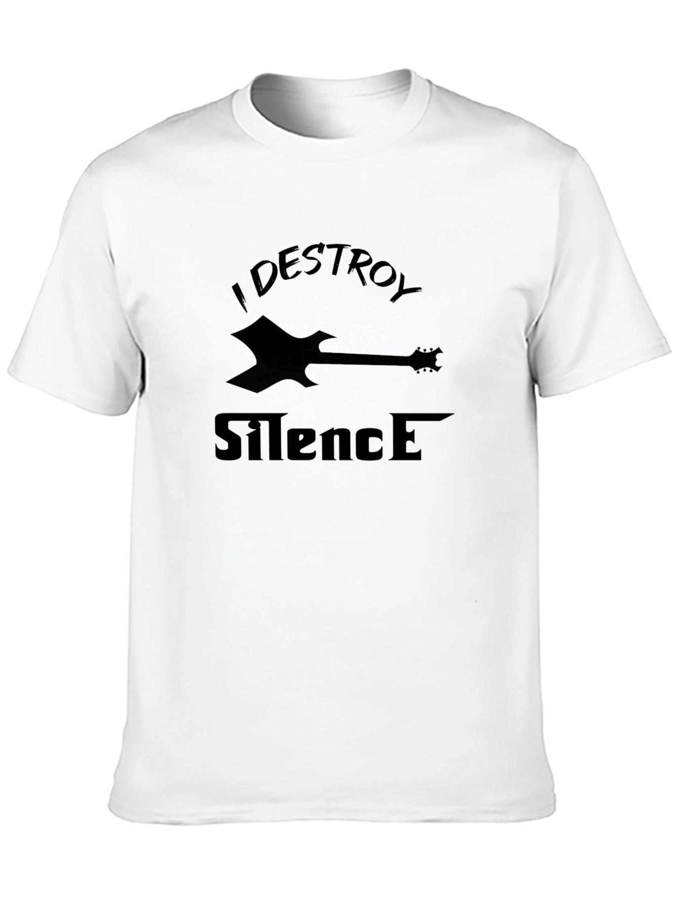 Black I Destroy Silence Guitar T-Shirt view 10
