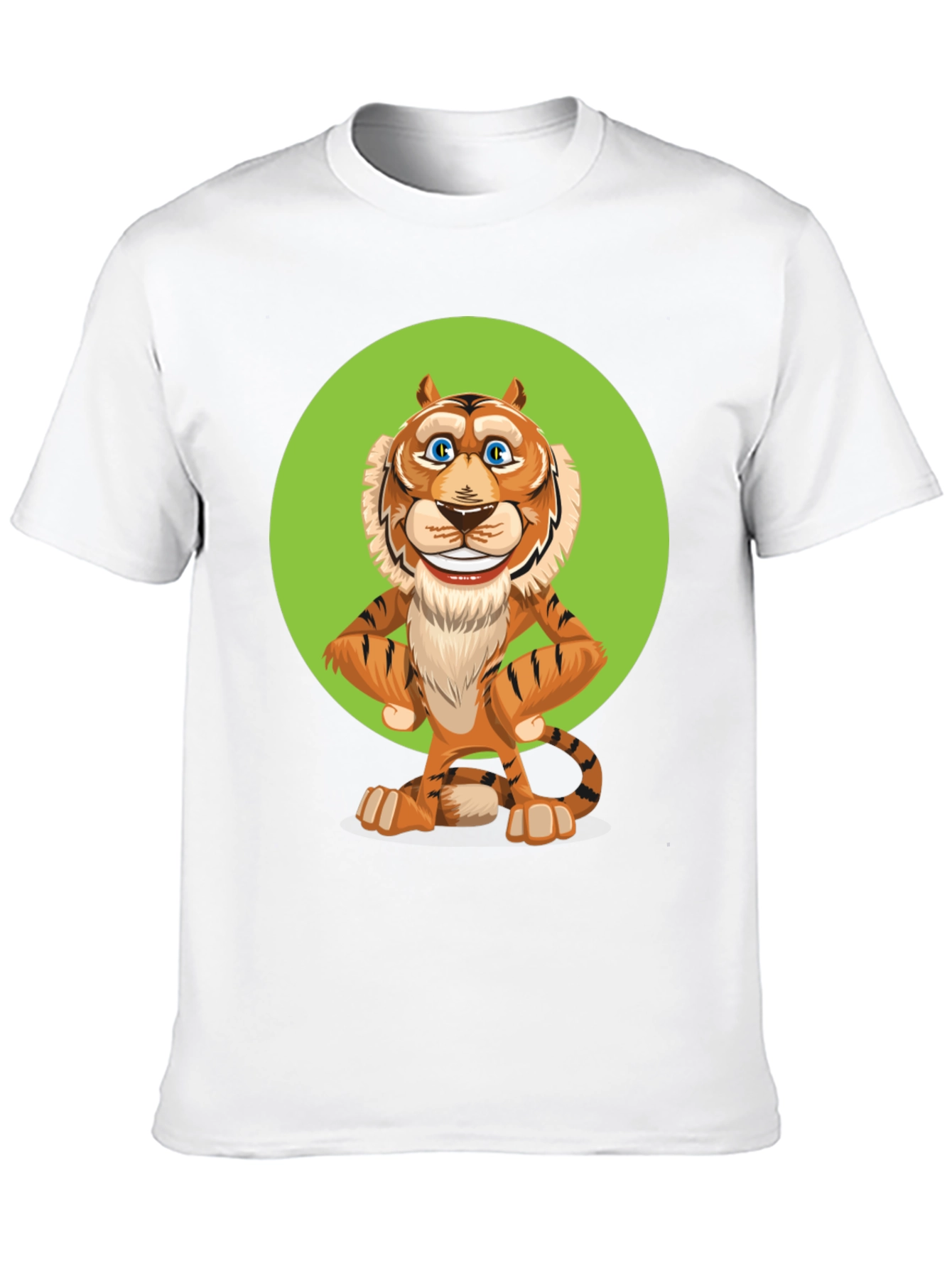 Black Cartoon Tiger Graphic Tee - Unisex Black T-Shirt view 10