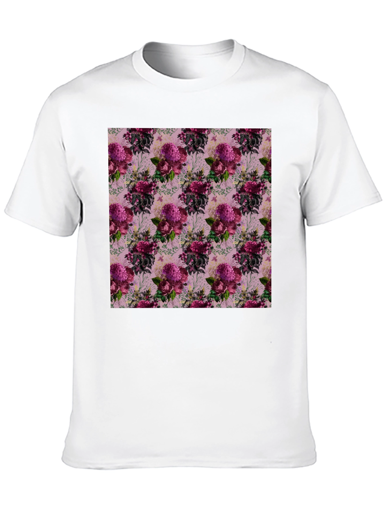 Black Floral Pattern Black T-Shirt view 10