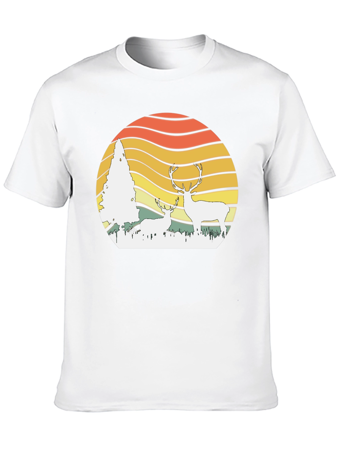 Black Retro Deer Sunset Graphic Tee - Nature Lover's T-Shirt view 10