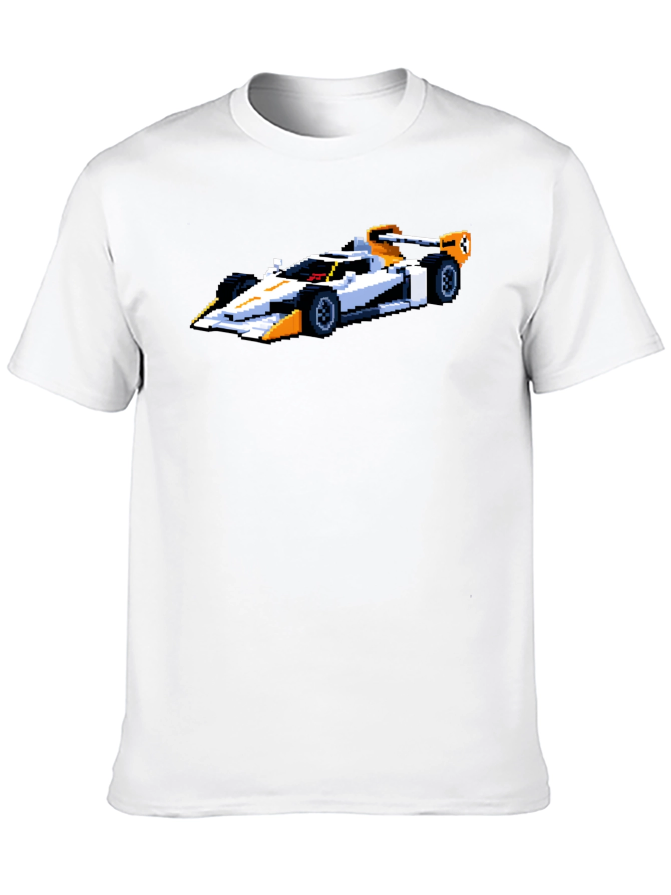 Black Retro Pixel Racer T-Shirt - Black Cotton Tee view 10