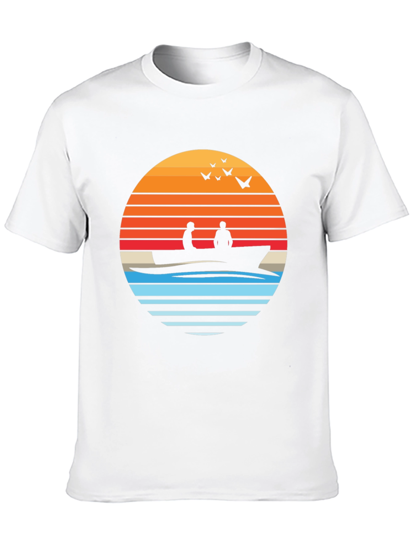 Black Sunset Silhouette Boat T-Shirt view 10