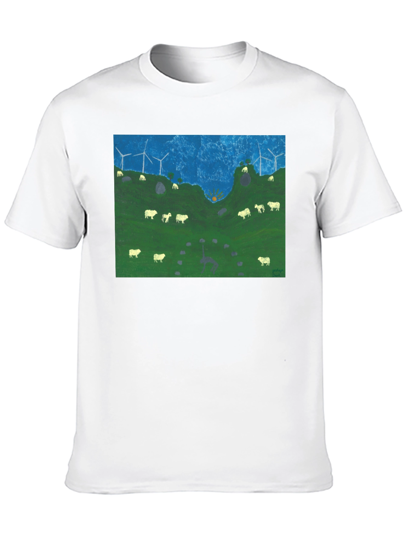 Black Wind Turbines & Sheep Graphic Tee view 10