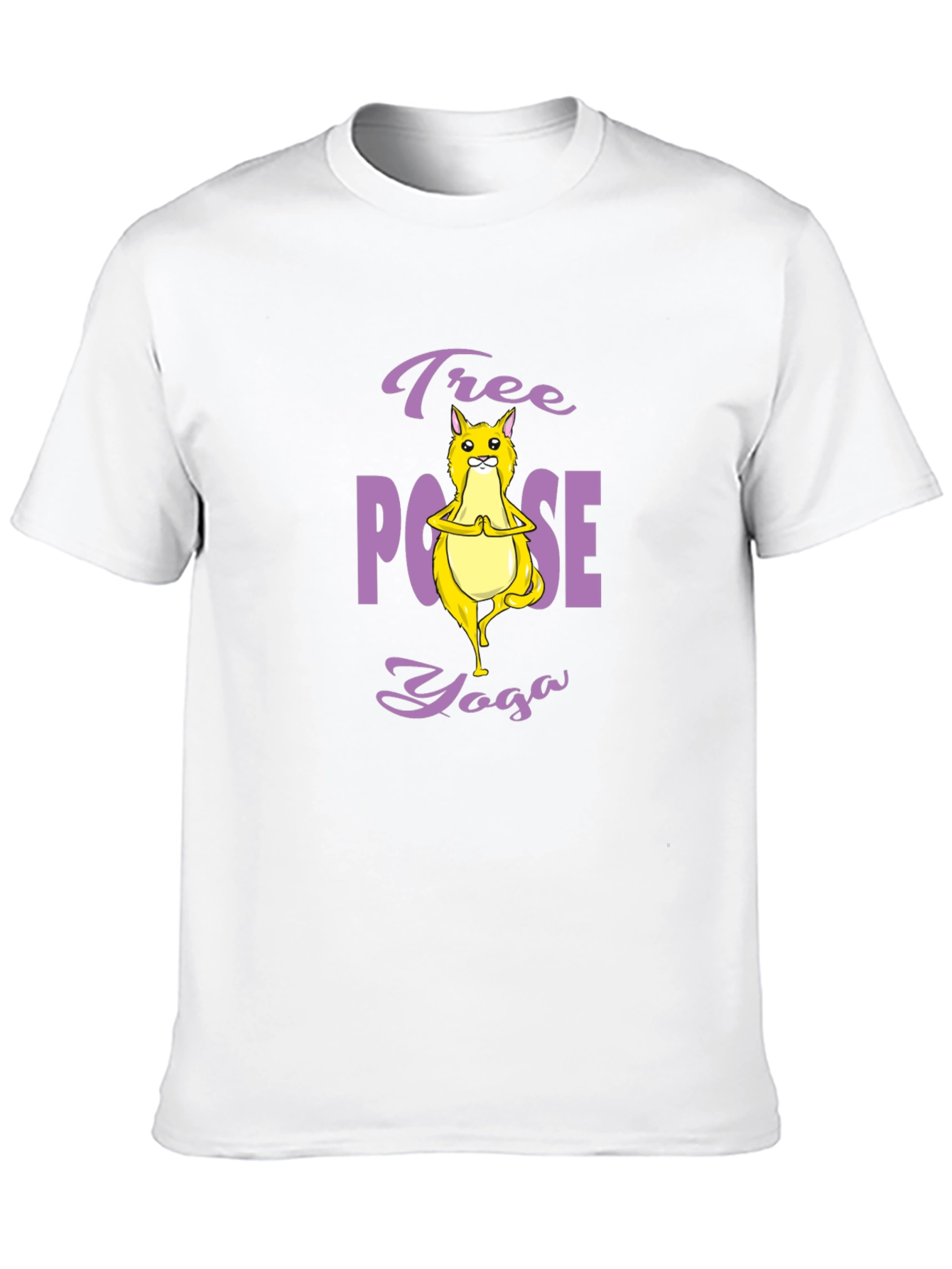 Black Tree Pose Yoga Cat Graphic Tee - Black Cotton T-Shirt view 10