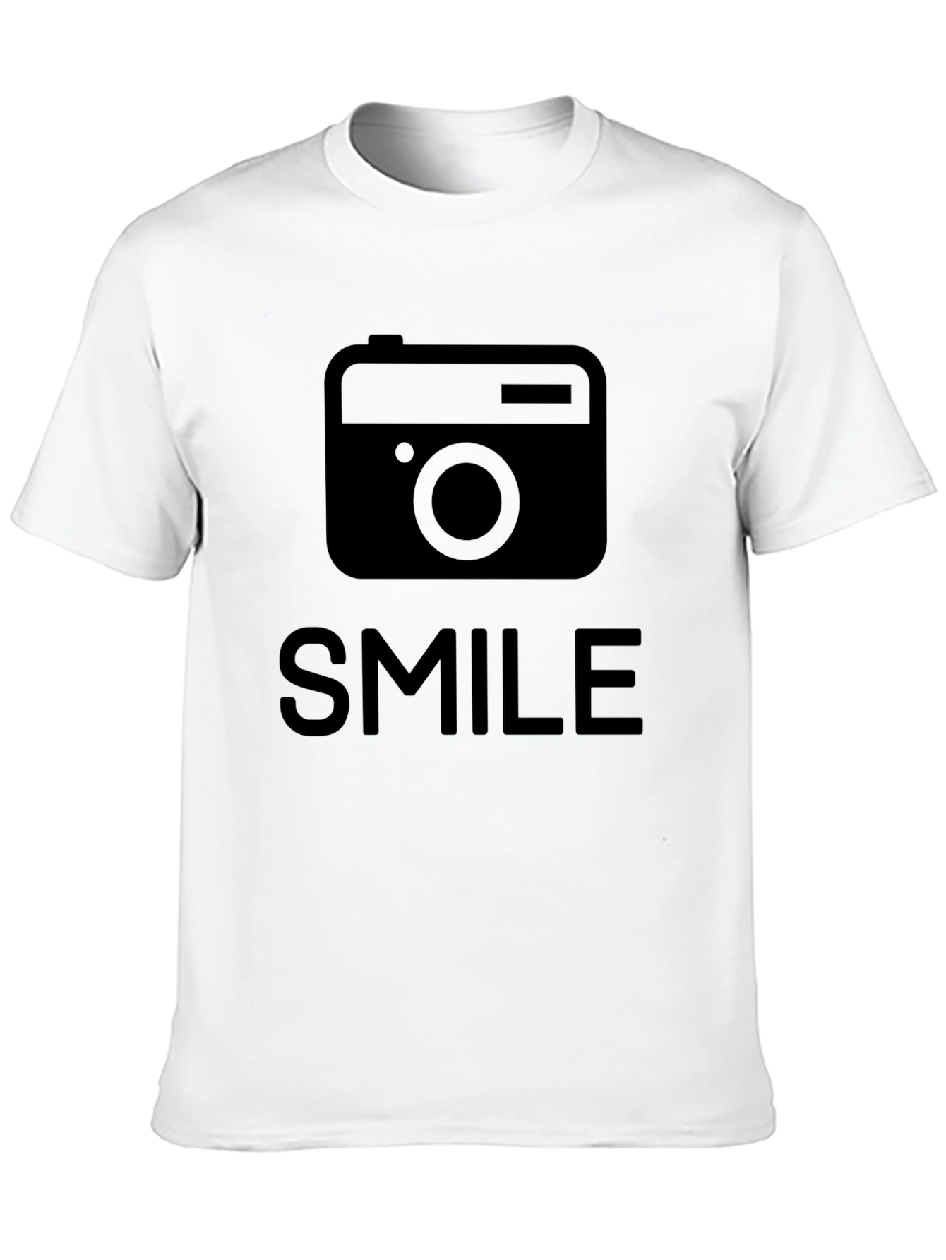 Black Smile Camera Graphic T-Shirt - Black Crew Neck Tee view 10