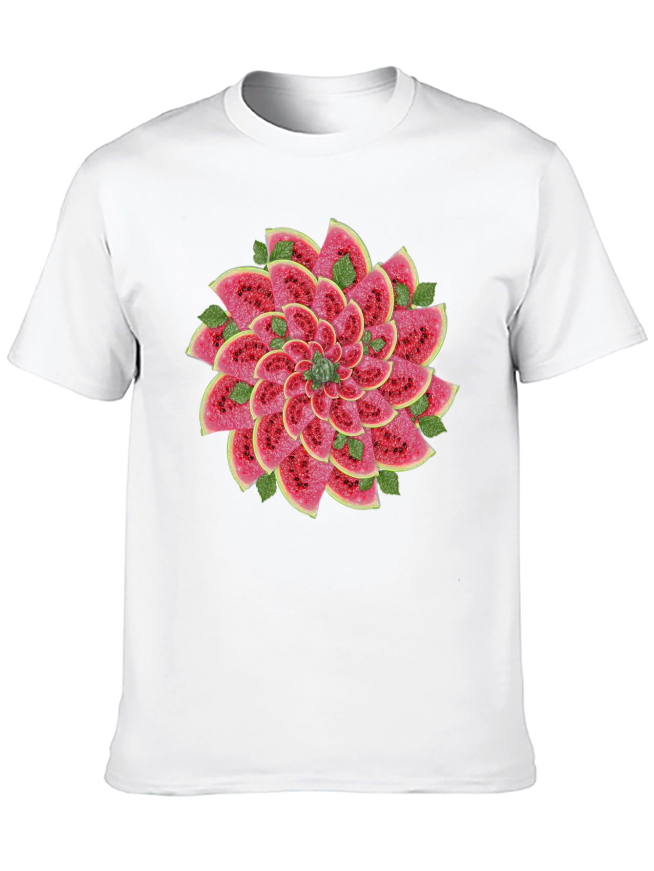 Black Watermelon Slice Flower Graphic Black T-Shirt view 10