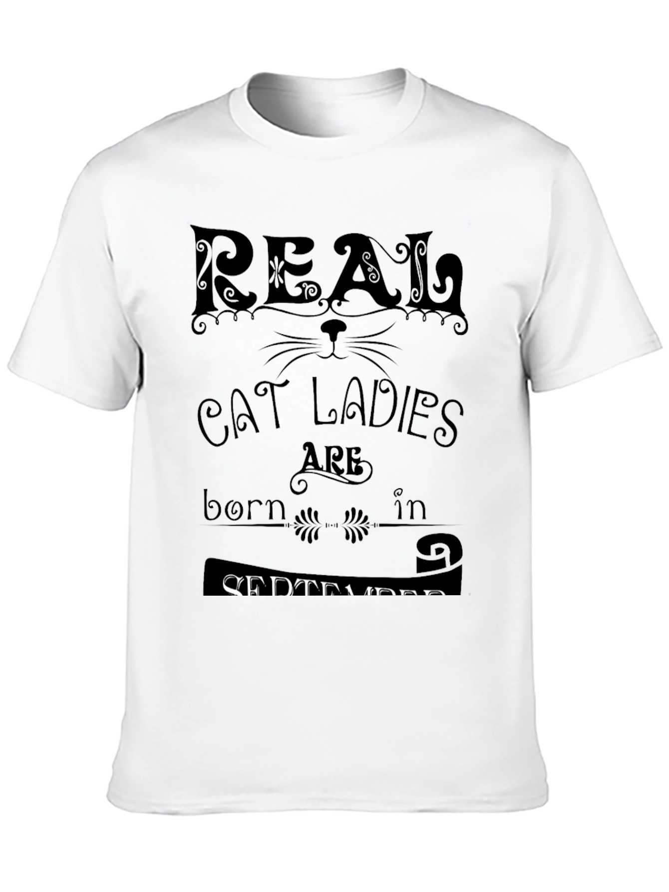 Black Real Cat Ladies Are Born In September Black T-Shirt view 10