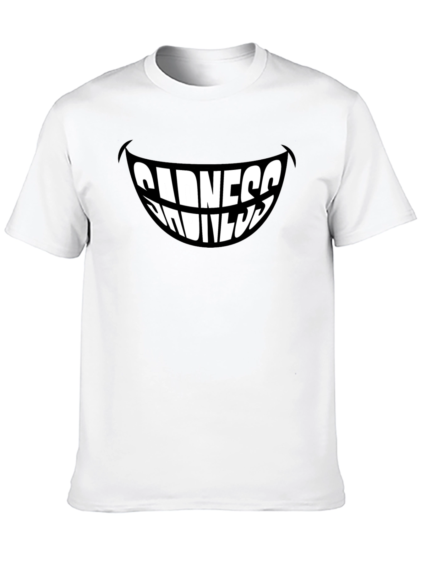 Black Sadness Smiles Graphic T-Shirt - Black, Stylish Men's Tee view 10